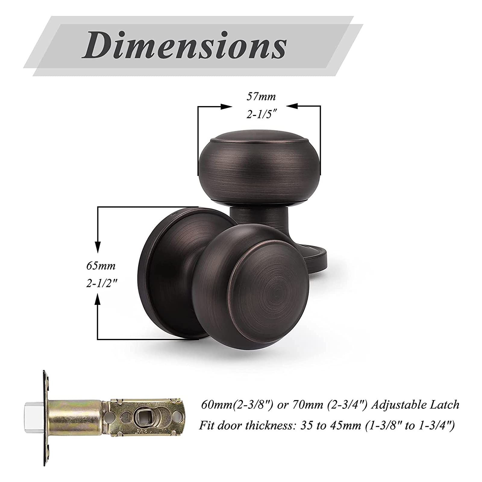 10 Pack Probrico Interior Door Knobs - Keyless Passage Function for Closet & Hallway - Oil Rubbed Bronze Finish - Perfect for Bedrooms, Bathrooms & Office Doors