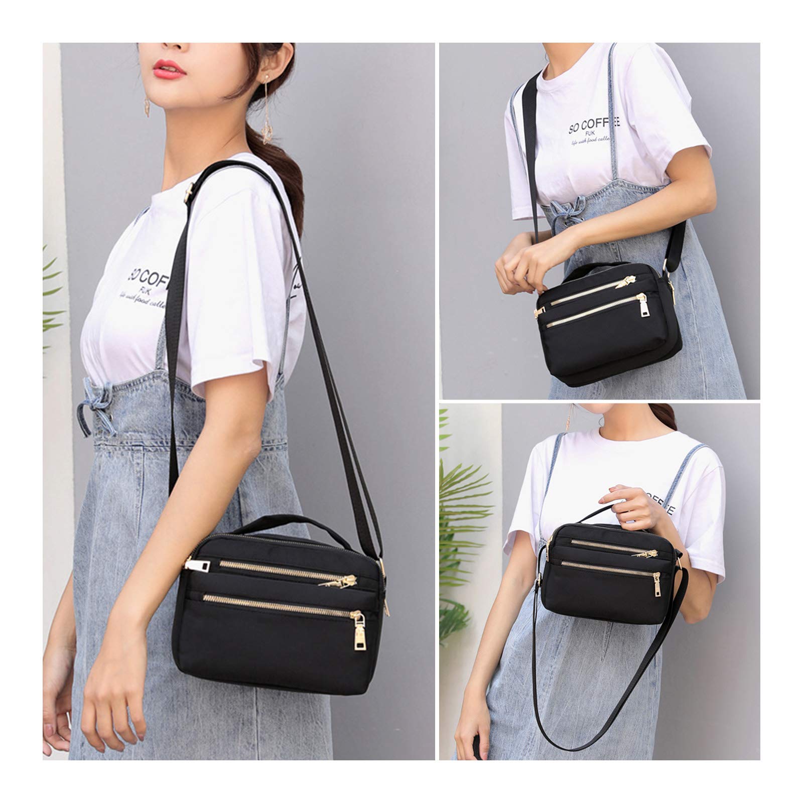 NOTAG Women's Nylon Crossbody Bag - Waterproof Travel Purse with Multiple Pockets for Daily Use & Outings
