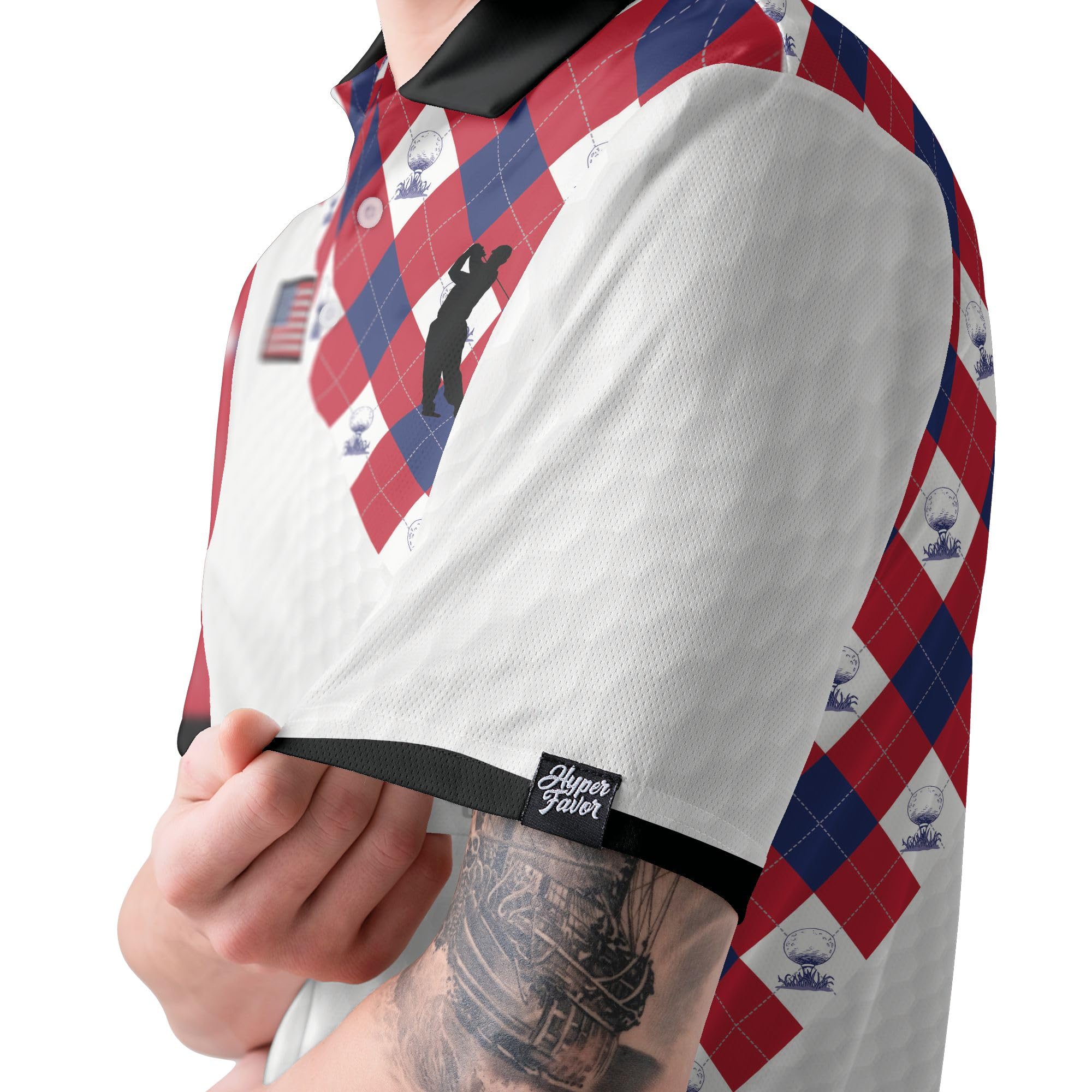 HYPERFAVOR Patriotic Golf Shirts for Men - American Flag Polo Shirts, Short Sleeve Performance Golf Shirt for Men - Perfect for Golf Tournaments, 4th of July Celebrations & Patriotic Events