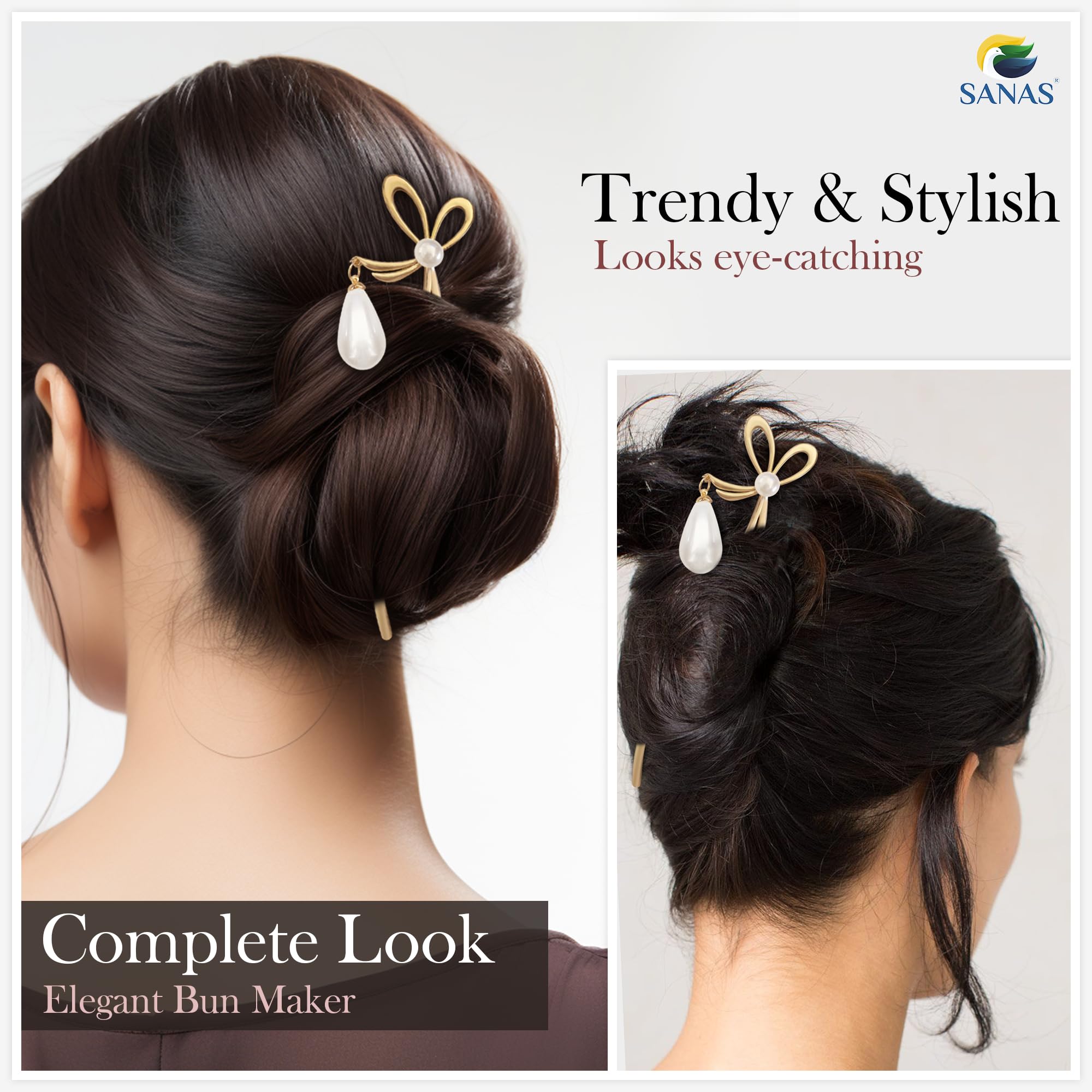 Elegant Korean Hair Stick for Women - 1PC Metal Hair Bun Pin with Pearl Accent | Perfect for Updos, Buns & Braids | Cute Hair Accessories for Girls & Women