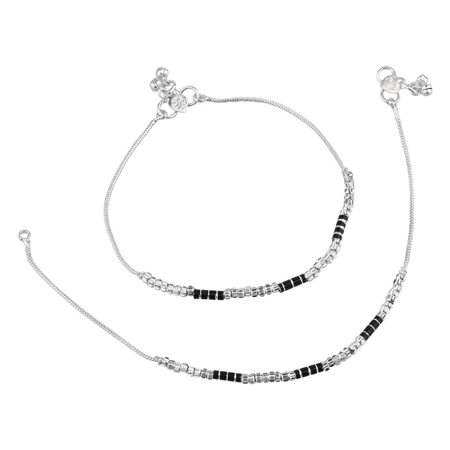 Oxidized Silver Indian Anklets for Women - Boho Payal Ankle Bracelets with Bells | Traditional Handmade Jewelry Set for Festivals, Weddings & Boho Fashion