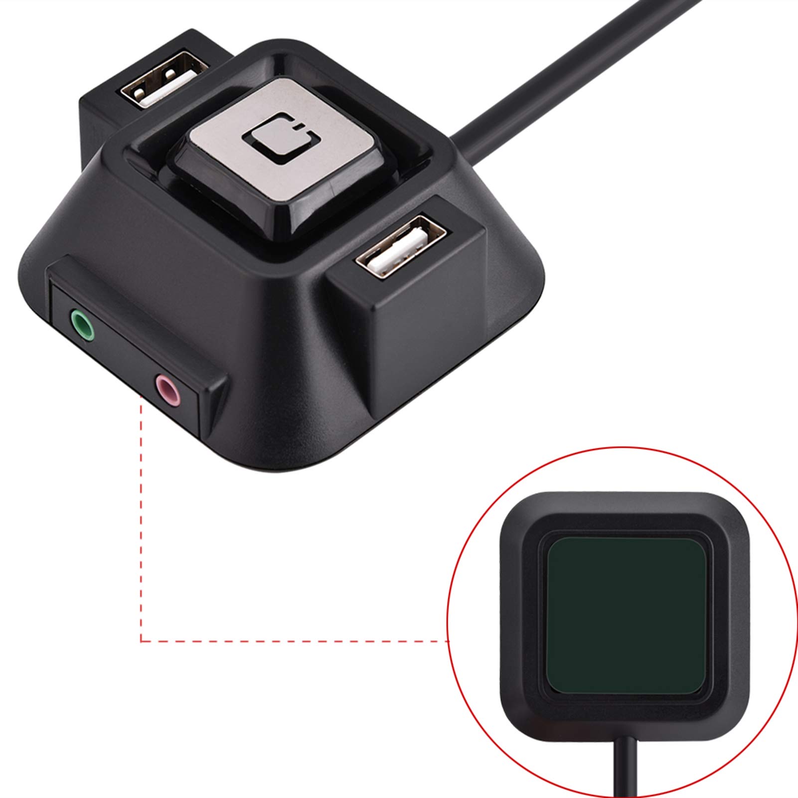 Glomora Desktop Power Reset Switch with Dual USB Ports & Audio Interface - Extended Computer Case Button for PC, Home & Office Use | Easy Access Control for Workstations & Gaming Rigs