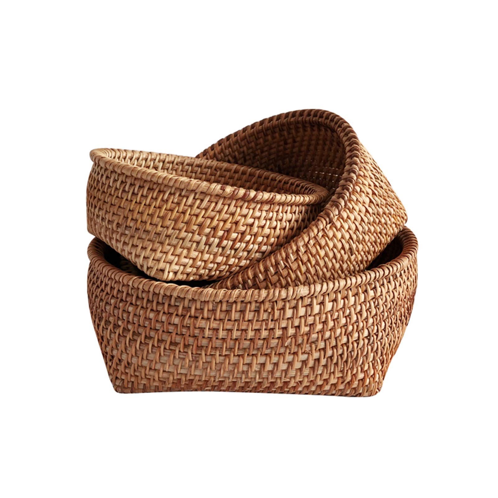 Natural Rattan Woven Basket Set of 3 - Multipurpose Storage for Dried Fruits, Candy, Snacks - Elegant Home Decor for Living Room, Kitchen & Dining Table - Perfect for Parties, Picnics & Gift Packaging