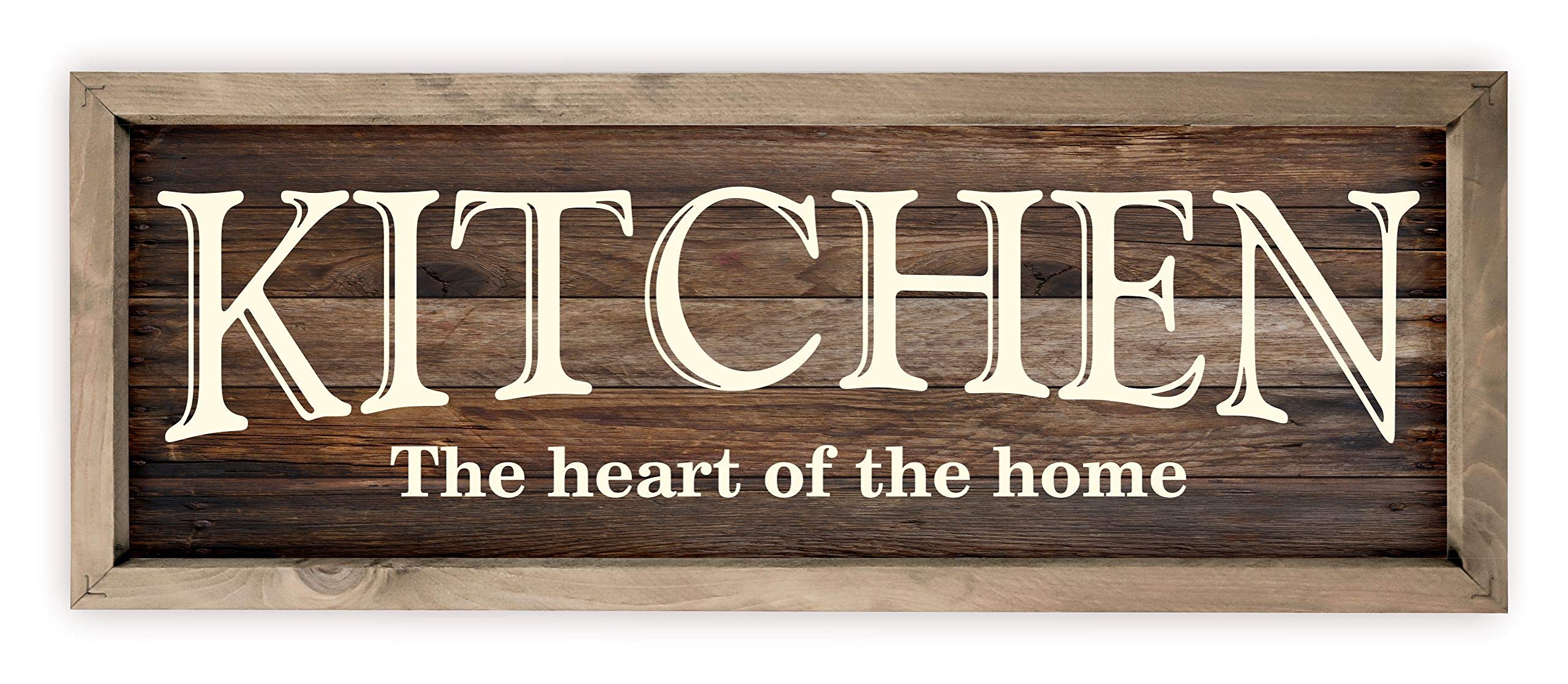 Rustic Wood Wall Sign for Kitchen Decor - 7x19 Inches Brown Framed Art, Perfect for Farmhouse, Country & Home Decor