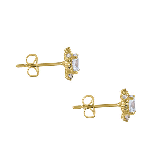 14K Yellow Gold Vintage Round Clear Cubic Zirconia Stud Earrings for Women - Elegant & Timeless Jewelry for Parties, Weddings & Everyday Wear