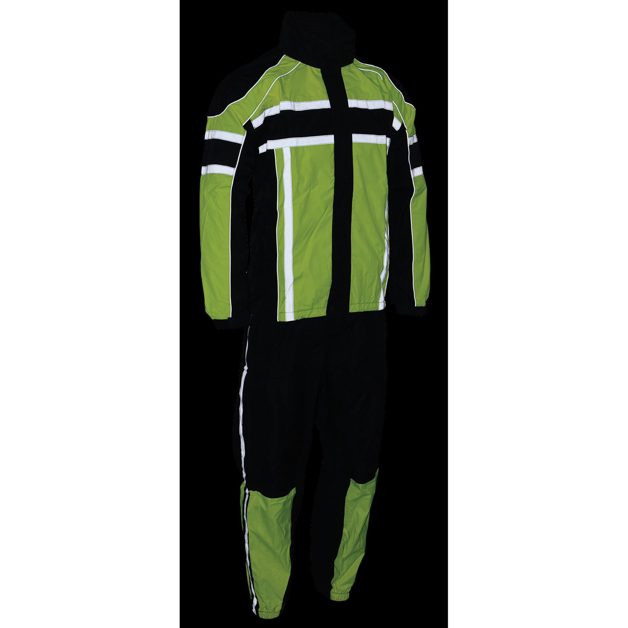 Milwaukee Leather Men's Waterproof Motorcycle Rain Suit - Black & Neon Orange/Green with Reflective Tape & Heat Leg Guards | All-Weather Biker Gear for Commuting & Road Trips