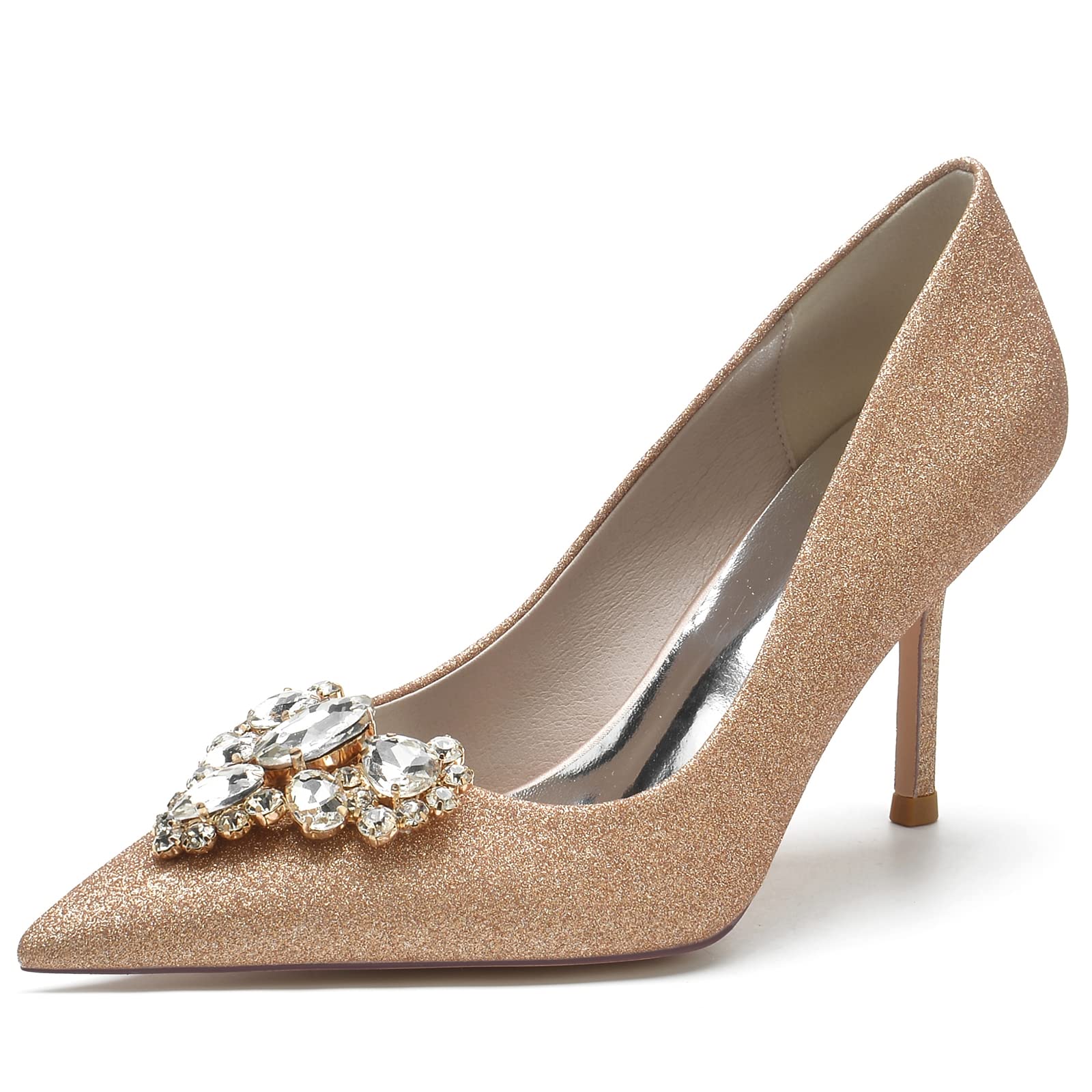 Elegant Rhinestone Bridal Heels - Comfortable Closed Toe Wedding Shoes for Bride | Women's Court Shoes, Prom & Dress Shoes - Perfect for Weddings, Formal Events & Special Occasions