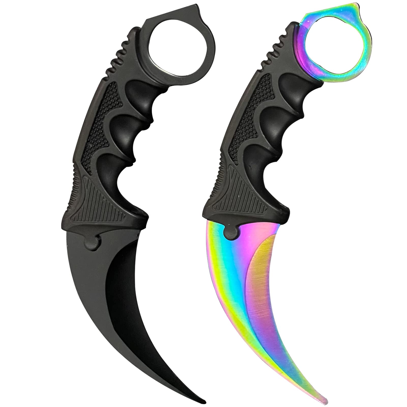 Stainless Steel MSgumiho Karambit Training Knife Set - 2 Fixed Blade Practice Knives with Sheath & Paracord for Tactical Training, Survival Skills, Outdoor Adventures & Collectors | Perfect for Martial Arts, Bushcraft & Self-Defense Drills