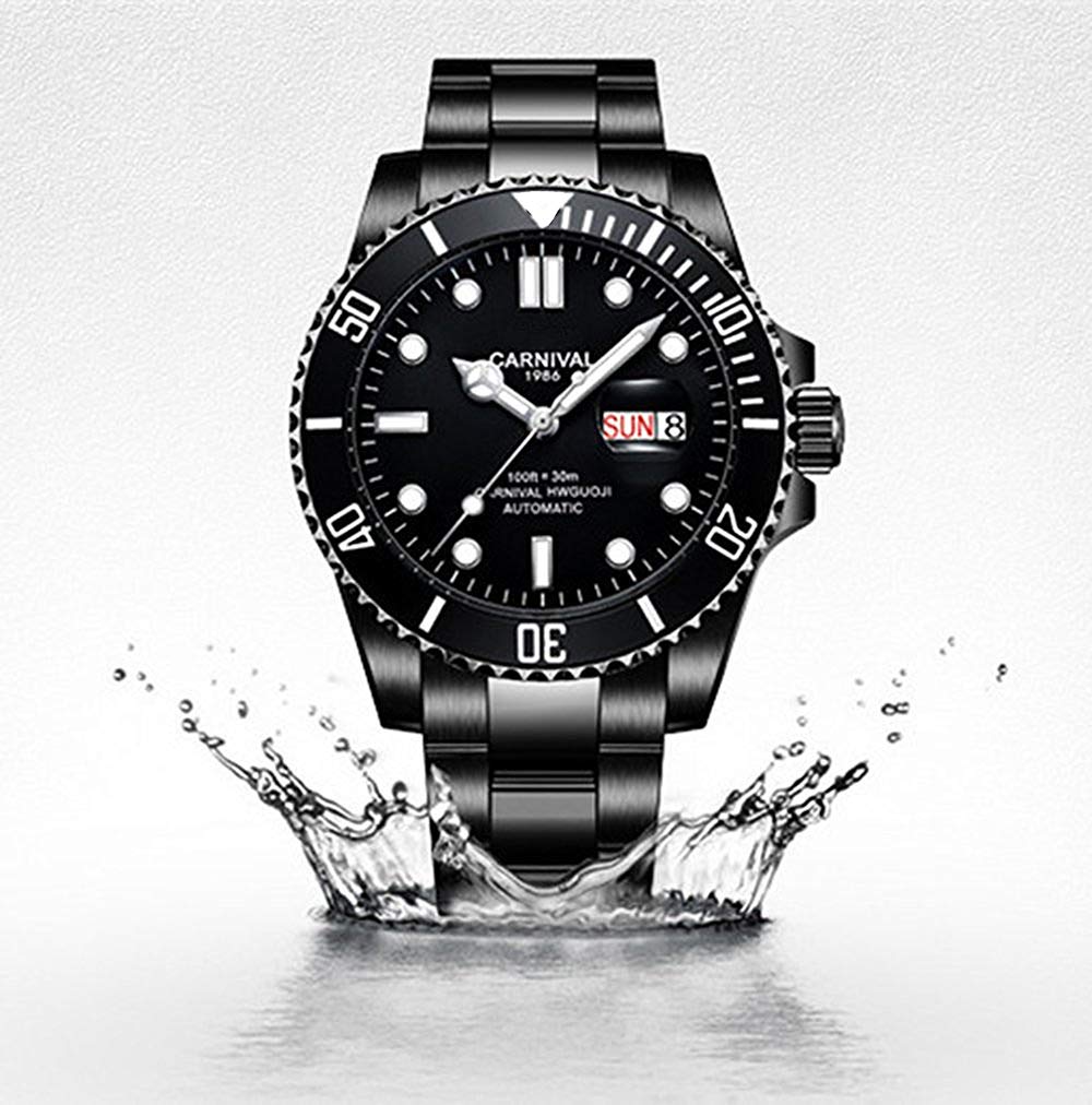 MASTOP Men's Automatic Self-Winding Watch - Classic Stainless Steel Business Timepiece with Rotatable Bezel | Water Resistant Dress Watch for Office, Formal Events & Everyday Wear