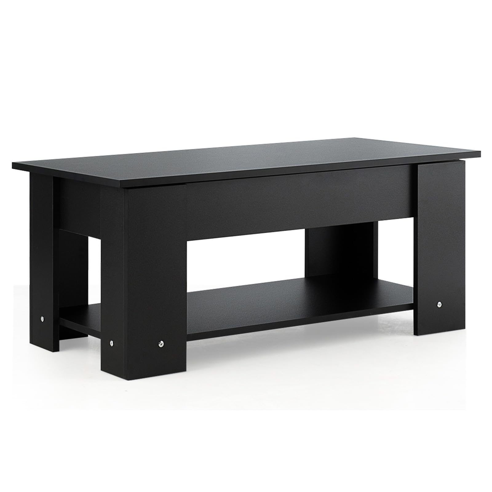 COSTWAY Modern Lift-Top Coffee Table with Hidden Storage Compartment, Wooden Living Room Sofa Table for Home & Office, 38.6'' x 29.1'' x 22'' (Black) - Perfect for Small Spaces, TV Snacking & Remote Storage
