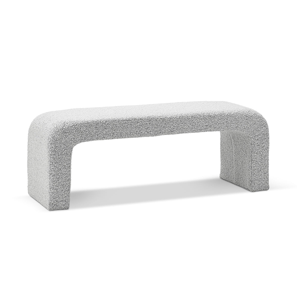 Camille Boucle Arch Bench - Modern Upholstered Accent Bench with Curved Design for Living Room, Bedroom, or Entryway