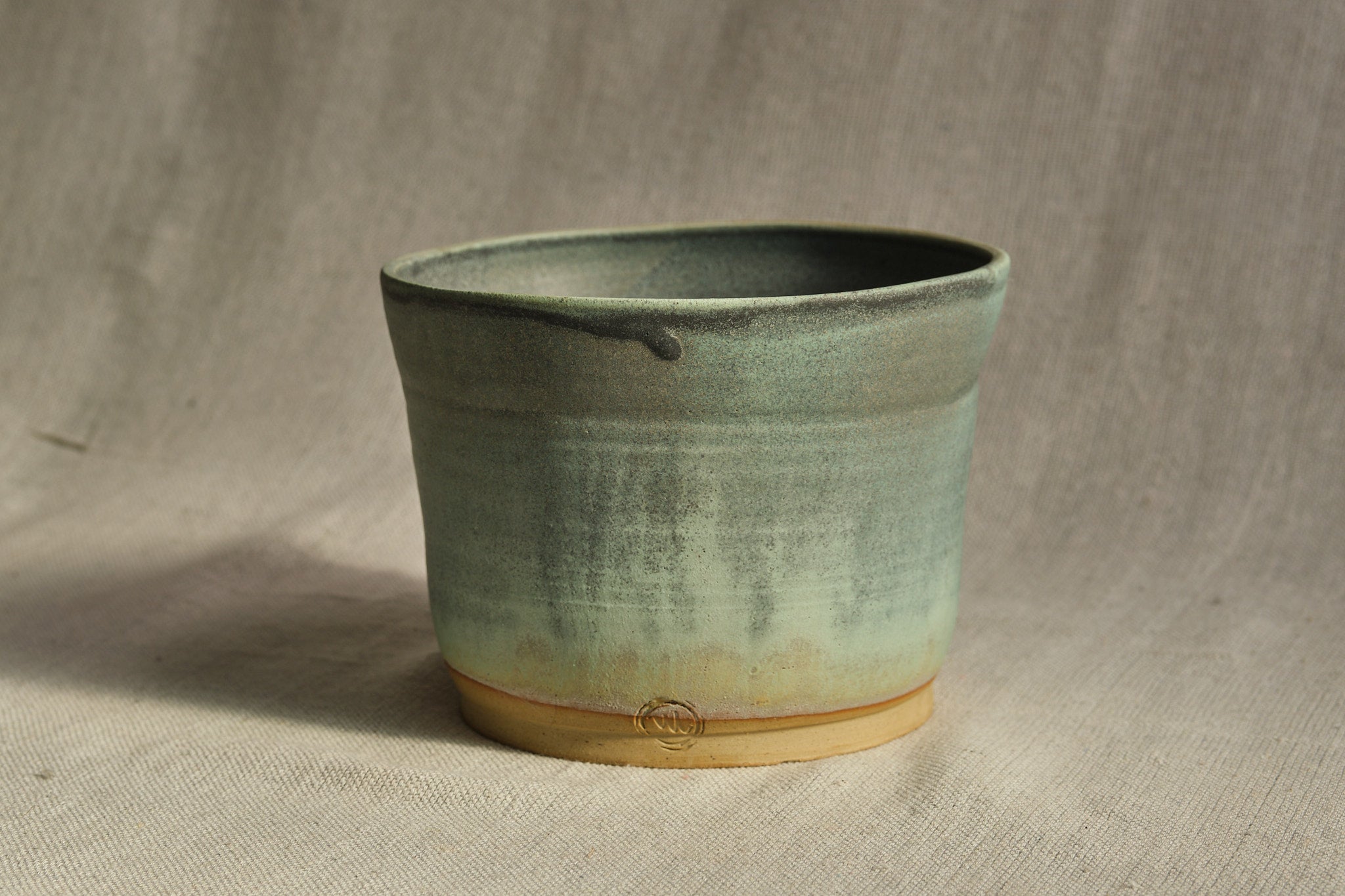 Handmade Ceramic Pot with Blue & Grey Matte Glaze - 14cm & 17cm Diameter - Perfect for Home Decor, Planters & Gift Giving
