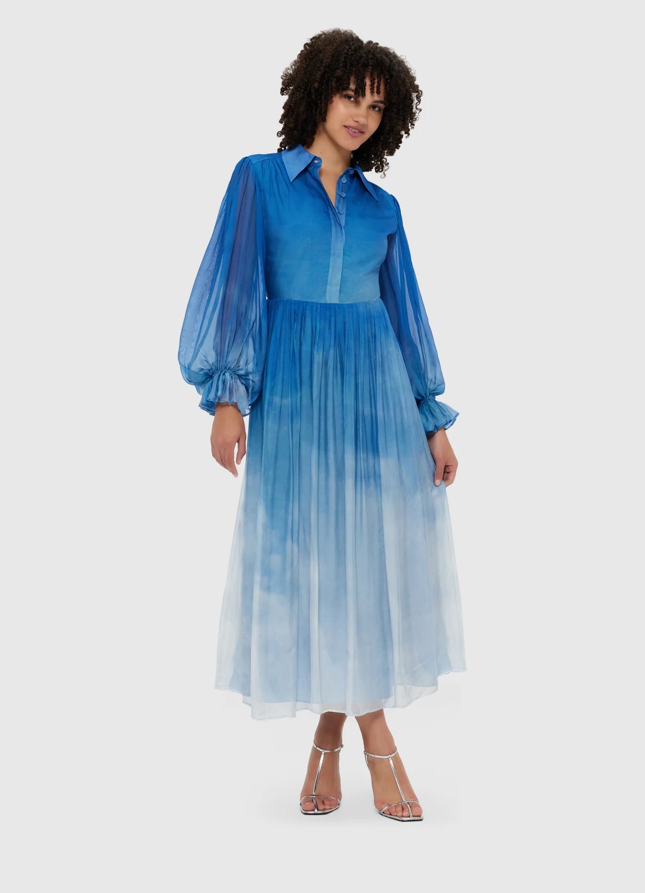 Cassie Tie Neck Midi Dress with Aerial Print - Elegant Floral Summer Dress for Women, Perfect for Weddings, Parties & Office Wear