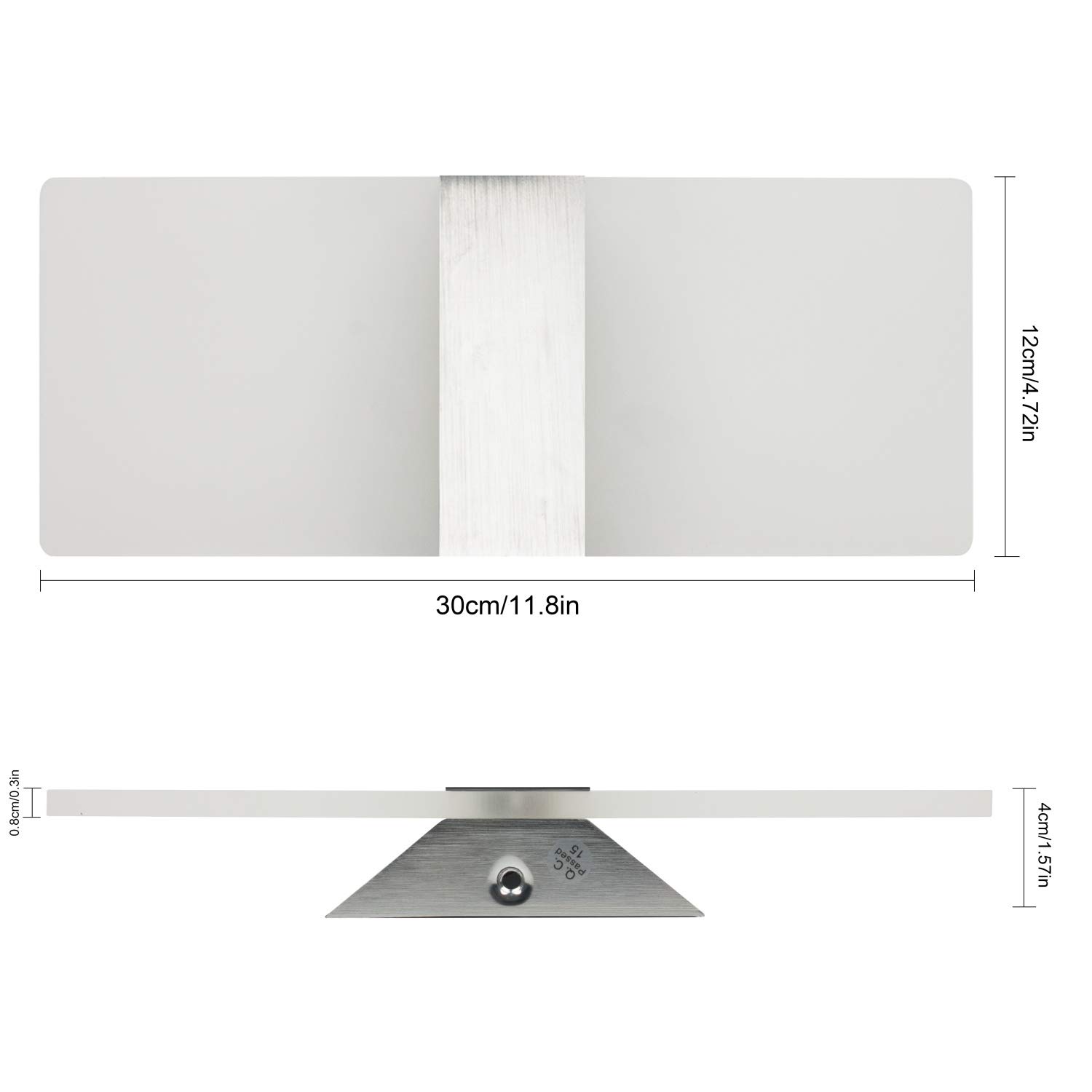 Modern LED Acrylic Wall Sconce Lighting - 12W Warm White 2700K Up Down Wall Lamp - Bedroom, Corridor, Stairs, Bathroom Indoor Lighting Fixture - Non-Dimmable Home Decor (1 Pack) - Perfect for Ambient Lighting in Living Rooms, Hallways, and Entryways