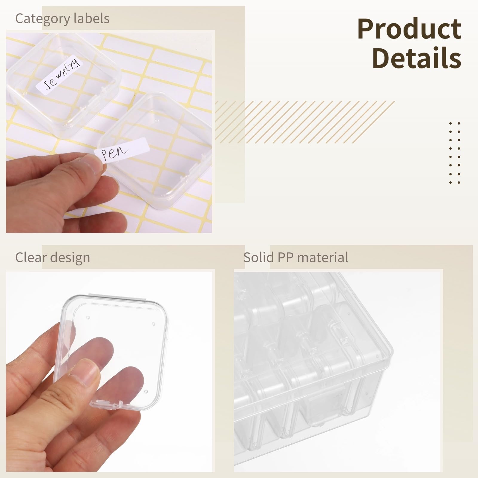 Homaisson 120-Piece Small Clear Plastic Bead Storage Containers with 4 Craft Boxes & 336 Labels - Organizer for Jewelry Making, Bracelets, Beading, Nails, Screws, Seeds & Small Parts - Perfect for DIY Crafts, Home & Office Organization