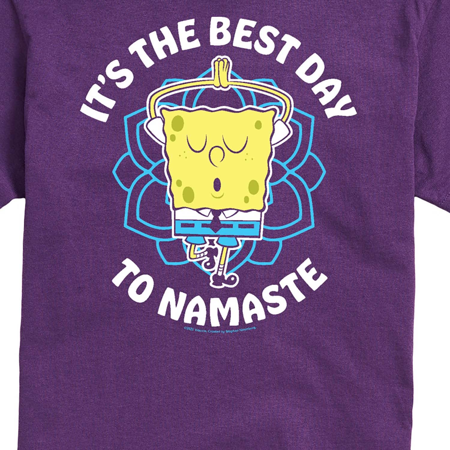 HYBRID APPAREL Men's Spongebob Squarepants Graphic T-Shirt - 'The Best Day to Namaste' Funny Short Sleeve Tee for Casual Wear, Gifts & Pop Culture Fans