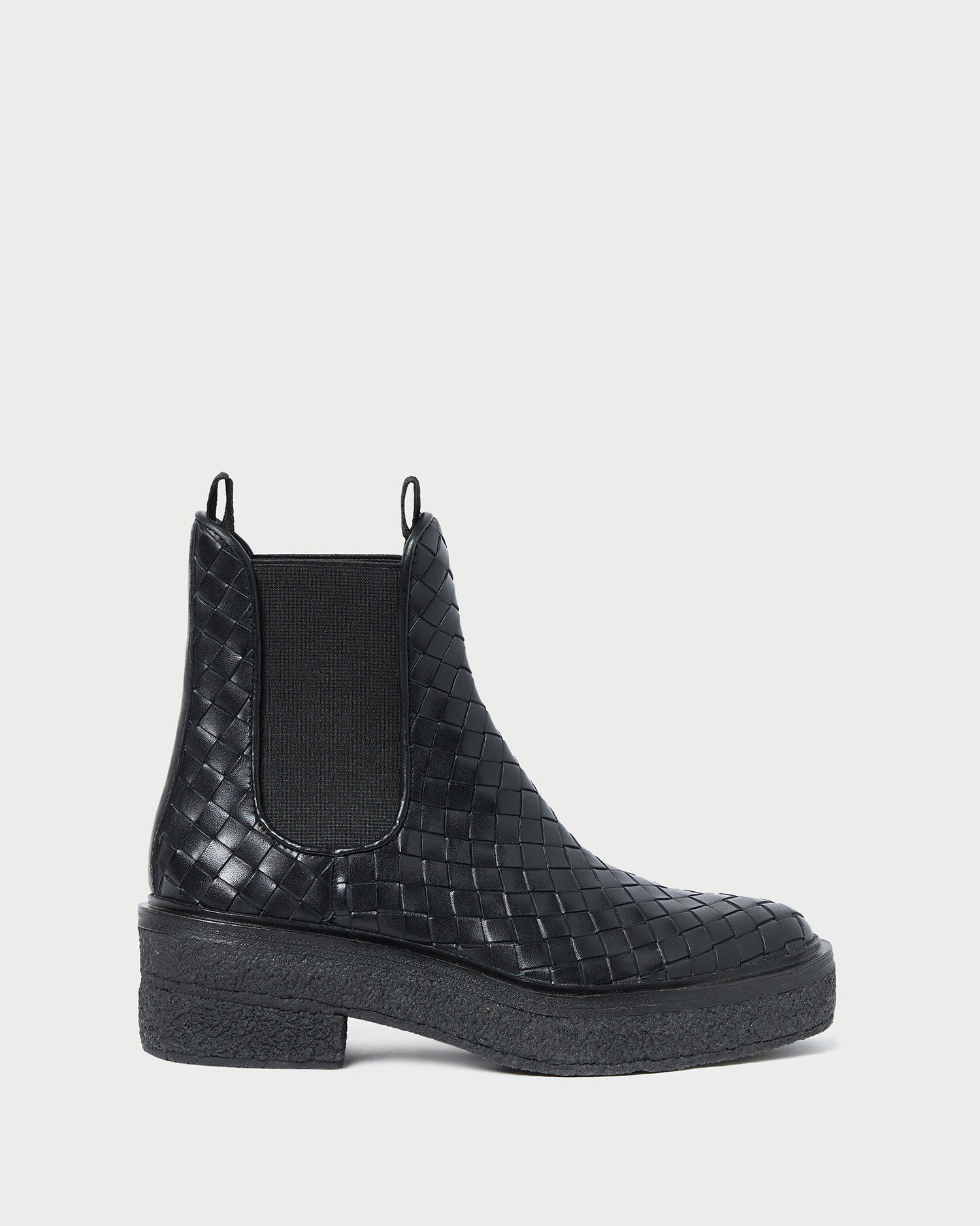Raquel Black Woven Chelsea Boots for Women - Comfortable Ankle Booties with Elastic Gore - Perfect for Fall, Winter & Casual Outfits