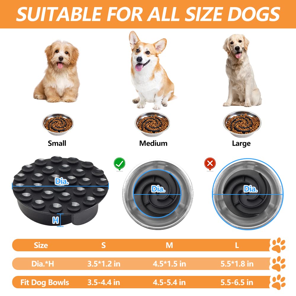 Slow Feeder Dog Bowls Insert - Soft Silicone Anti-Choking Dog Food Bowl for Small, Medium & Large Breeds - Fits Regular & Elevated Dog Bowls - Perfect for Fast Eaters & Digestion Aid - Use for Mealtime, Training & Portion Control