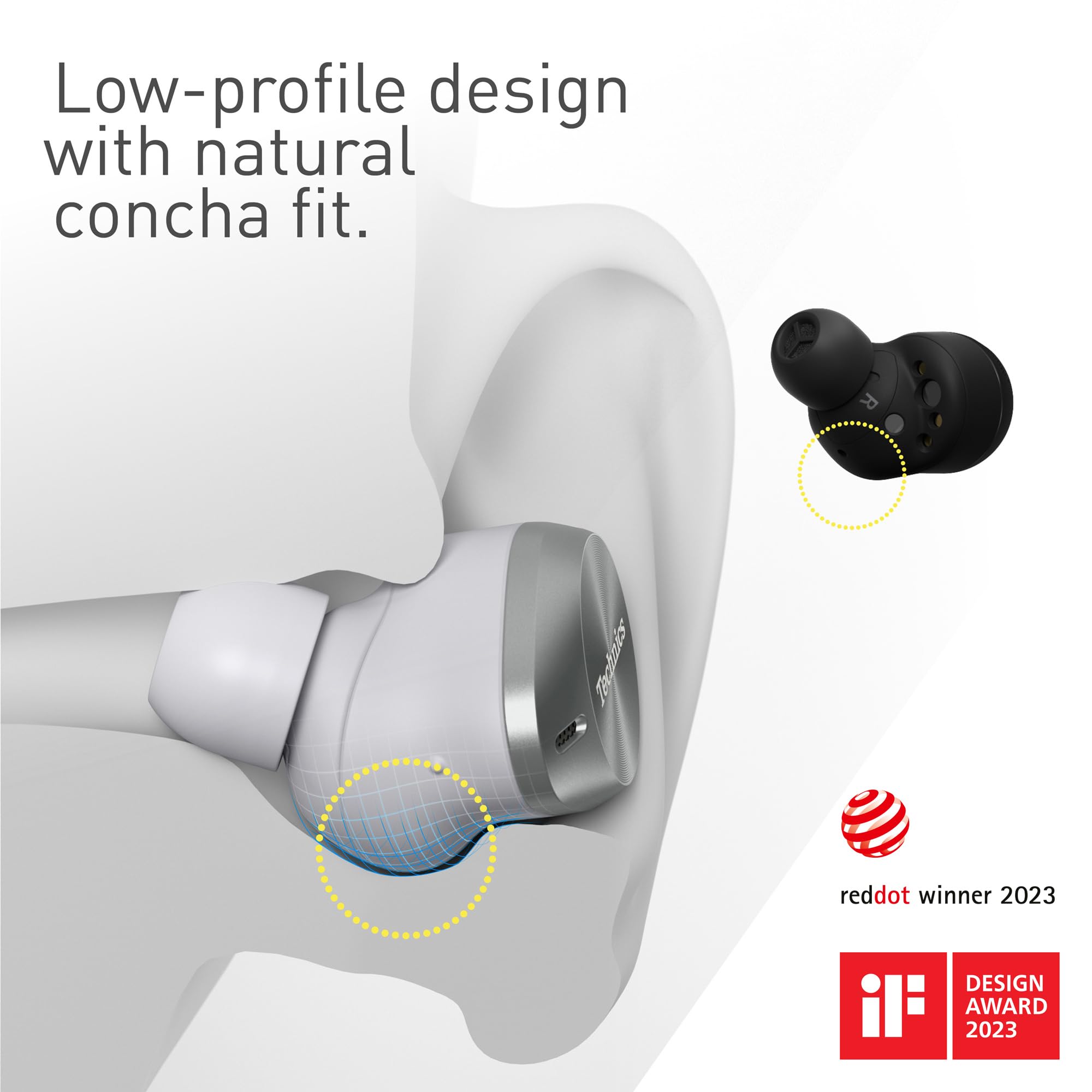 Technics EAH-AZ80E-K Wireless Bluetooth Earbuds with Active Noise Cancelling (ANC), Multipoint Connectivity for 3 Devices, Comfort-Fit In-Ear Design, Wireless Charging Case - Perfect for Commuting, Workouts & Travel (Black)