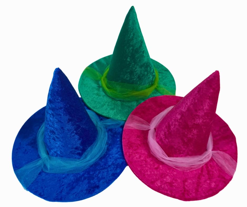 Sleeping Beauty Good Fairy Hats Set of 3 - Flora Pink, Merryweather Blue & Fauna Green | Disney Costume Accessories for Cosplay, Halloween & Themed Parties