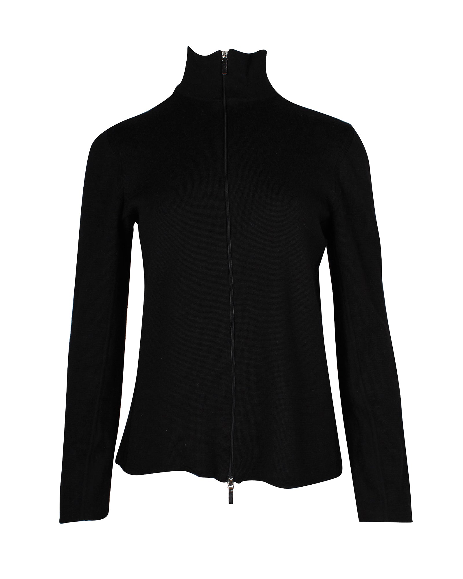 Max Mara Zipped Mock Neck Sweater - Women's Black Virgin Wool Pullover for Fall & Winter | Office Wear & Casual Outfits