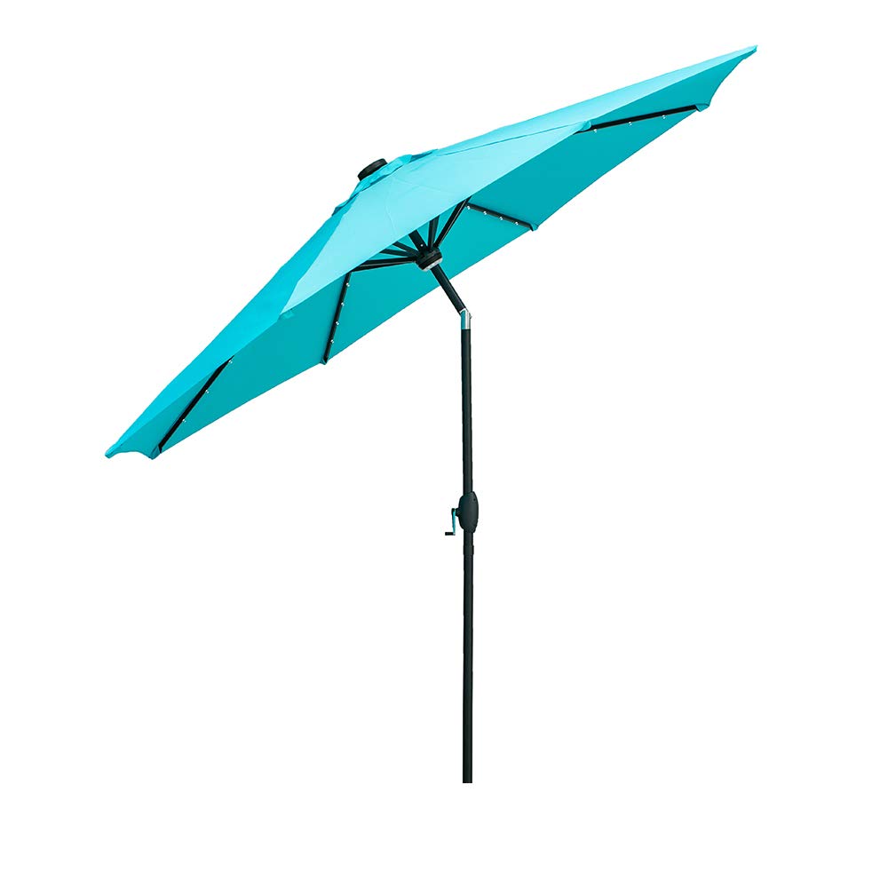 Ainfox 10ft Solar Patio Umbrella with LED Lights - Heavy Duty Steel Frame, Waterproof Sun Shade for Outdoor Garden, Deck, Poolside - Perfect for Backyard, Patio, Restaurant & Beach Use