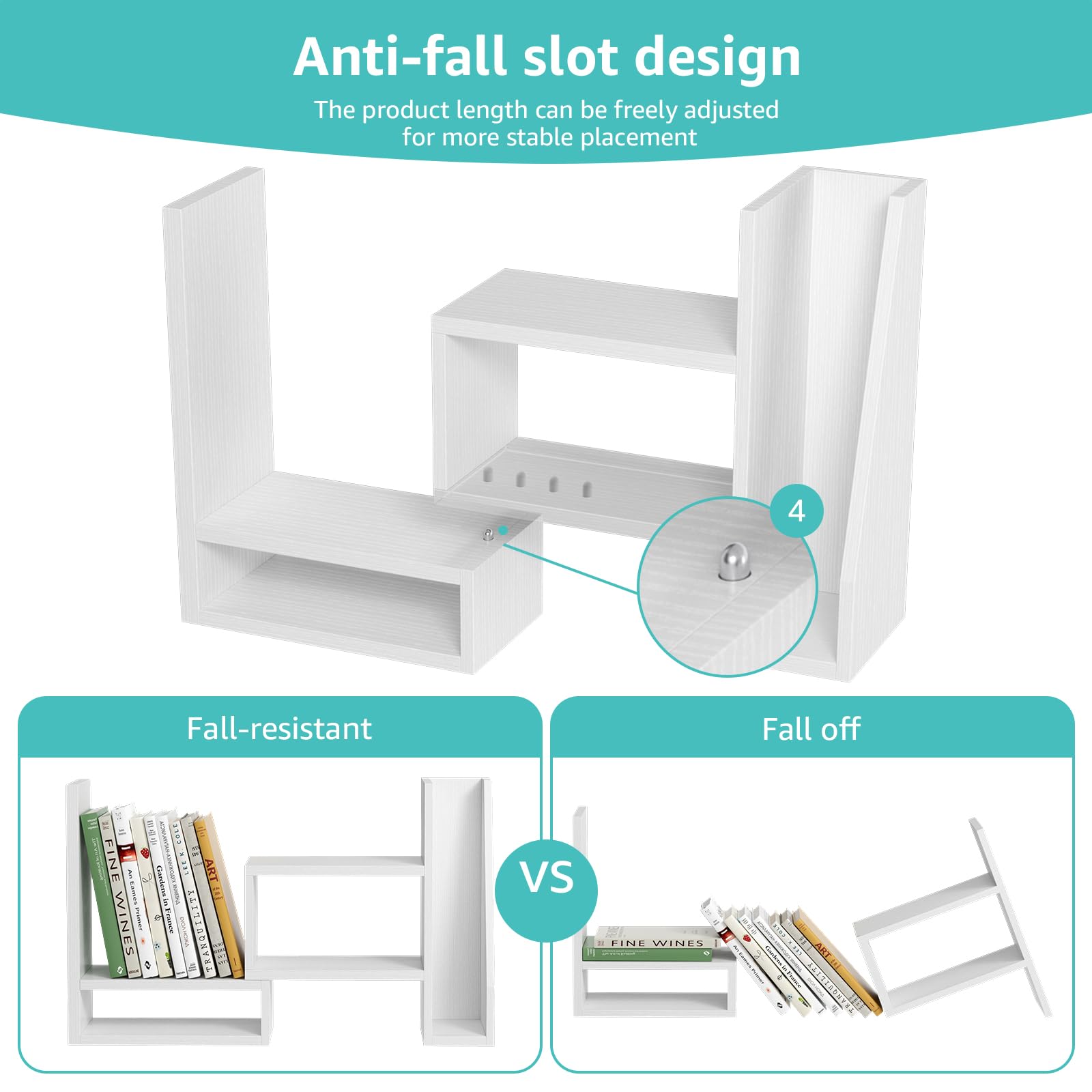 White Desktop File Organizer Shelf - Office Desk Organizer for Paper, Books & Supplies | Space-Saving Corner Bookshelf & Tabletop Storage | Perfect for Women's Home Office & Workspace Decor