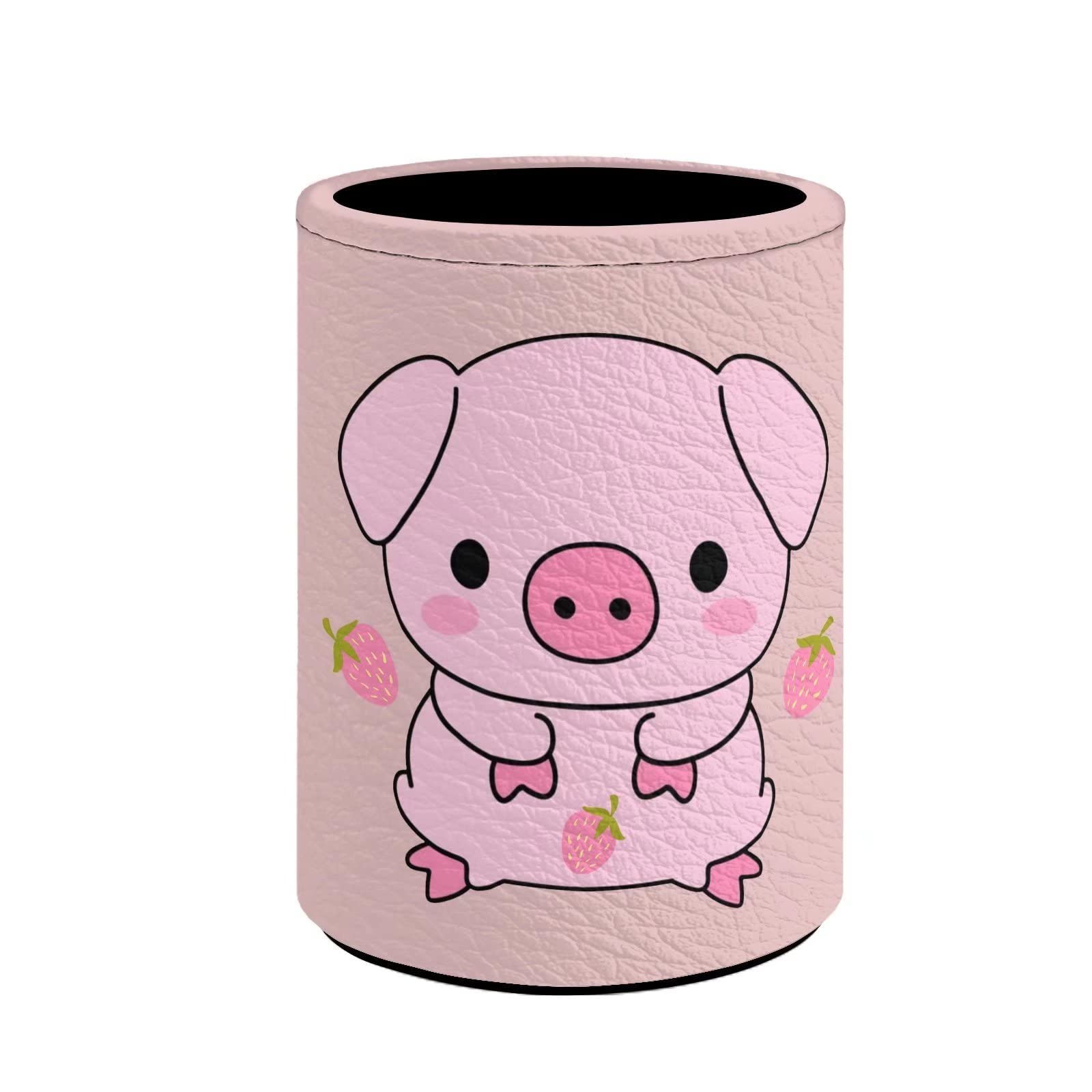 Cute Strawberry Pig Pen Holder - Pink Desk Organizer for Girls, School & Office Supplies | Decorative Pencil Cup & Brush Pot for Study, Work & Home Decor