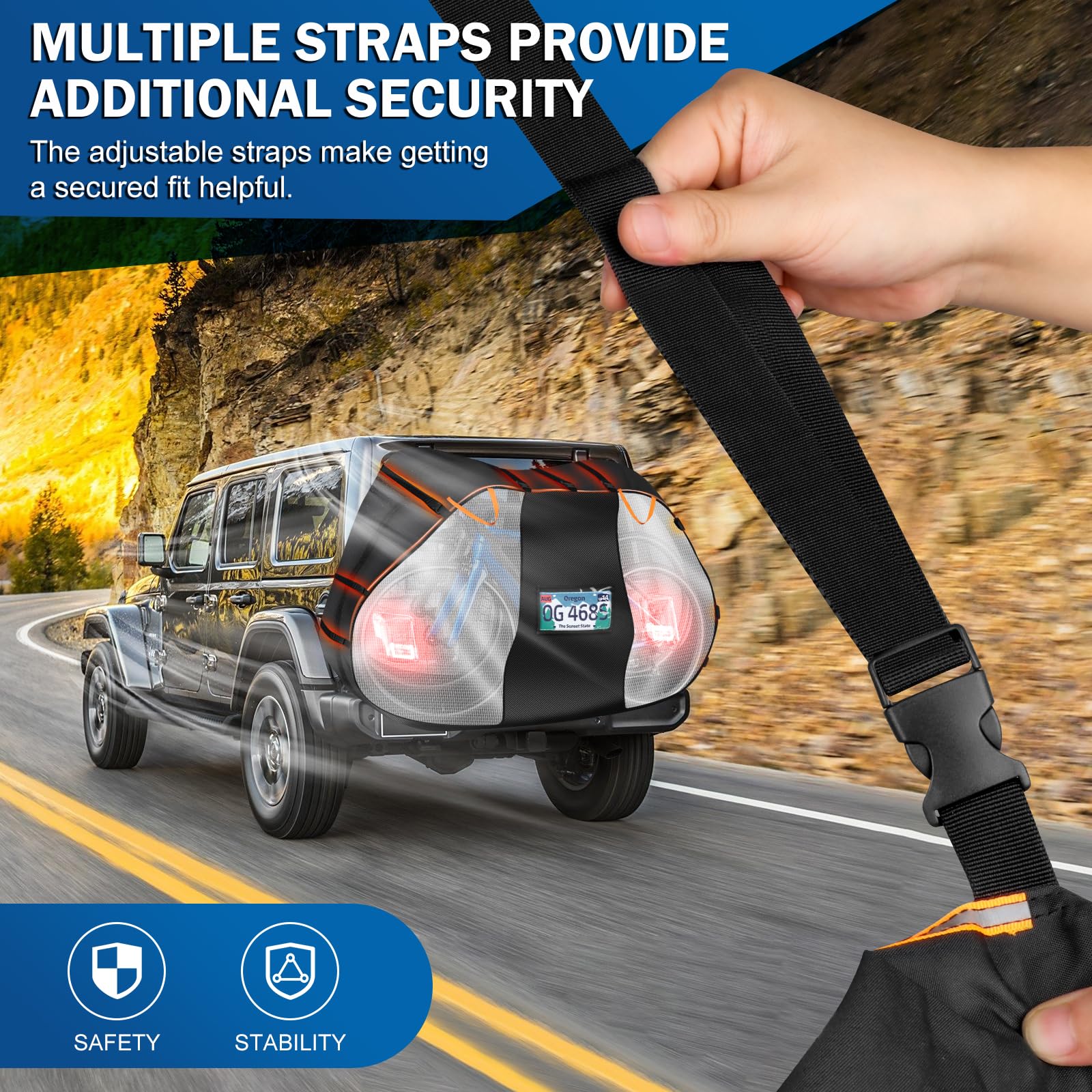 Cholila Waterproof Bike Cover for Transport - Universal 2 Bike Rack Cover with Reflective Tail Light & License Plate Window - Durable Travel Protection for Cars, SUVs, Trucks (Ideal for Road Trips & Outdoor Adventures)