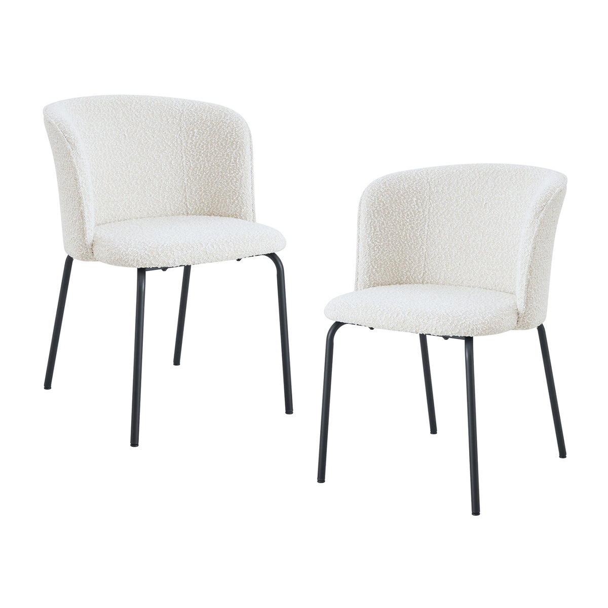 Anita Boucle Dining Chairs Set of 2 - Modern Upholstered Accent Chairs for Kitchen, Dining Room, or Office - Soft Textured Fabric & Sturdy Wooden Legs