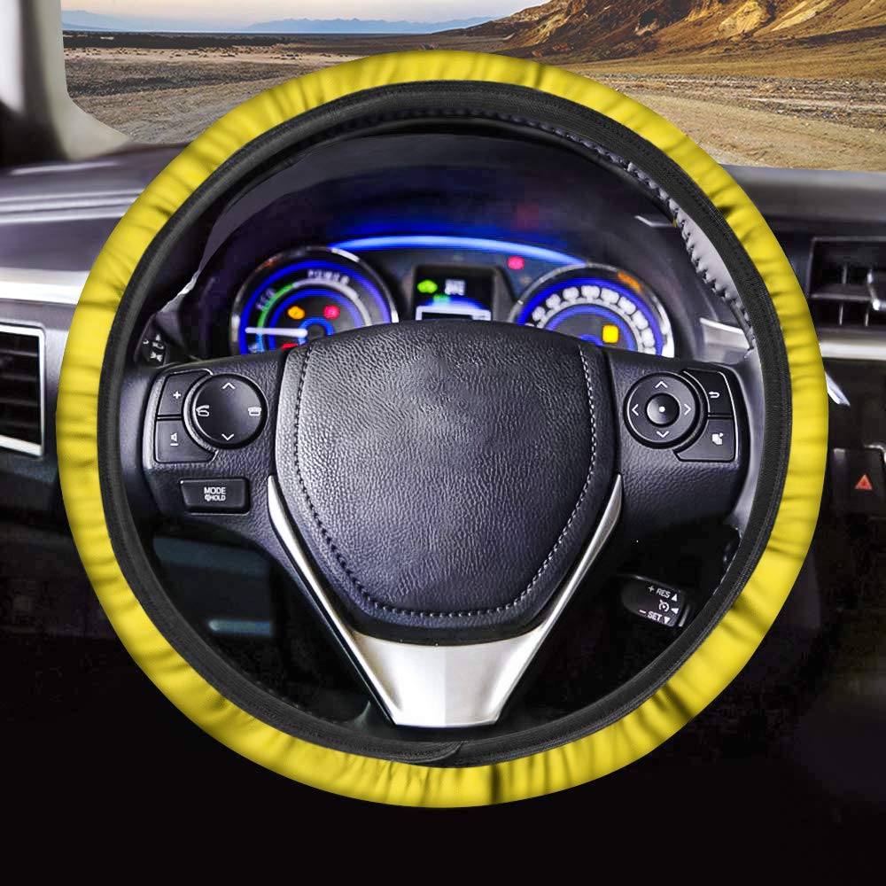 Dreaweet Neoprene Yellow Anti-Slip Steering Wheel Cover - Soft & Comfortable Universal Fit for Most Cars - Perfect for Daily Commute, Road Trips & Winter Driving