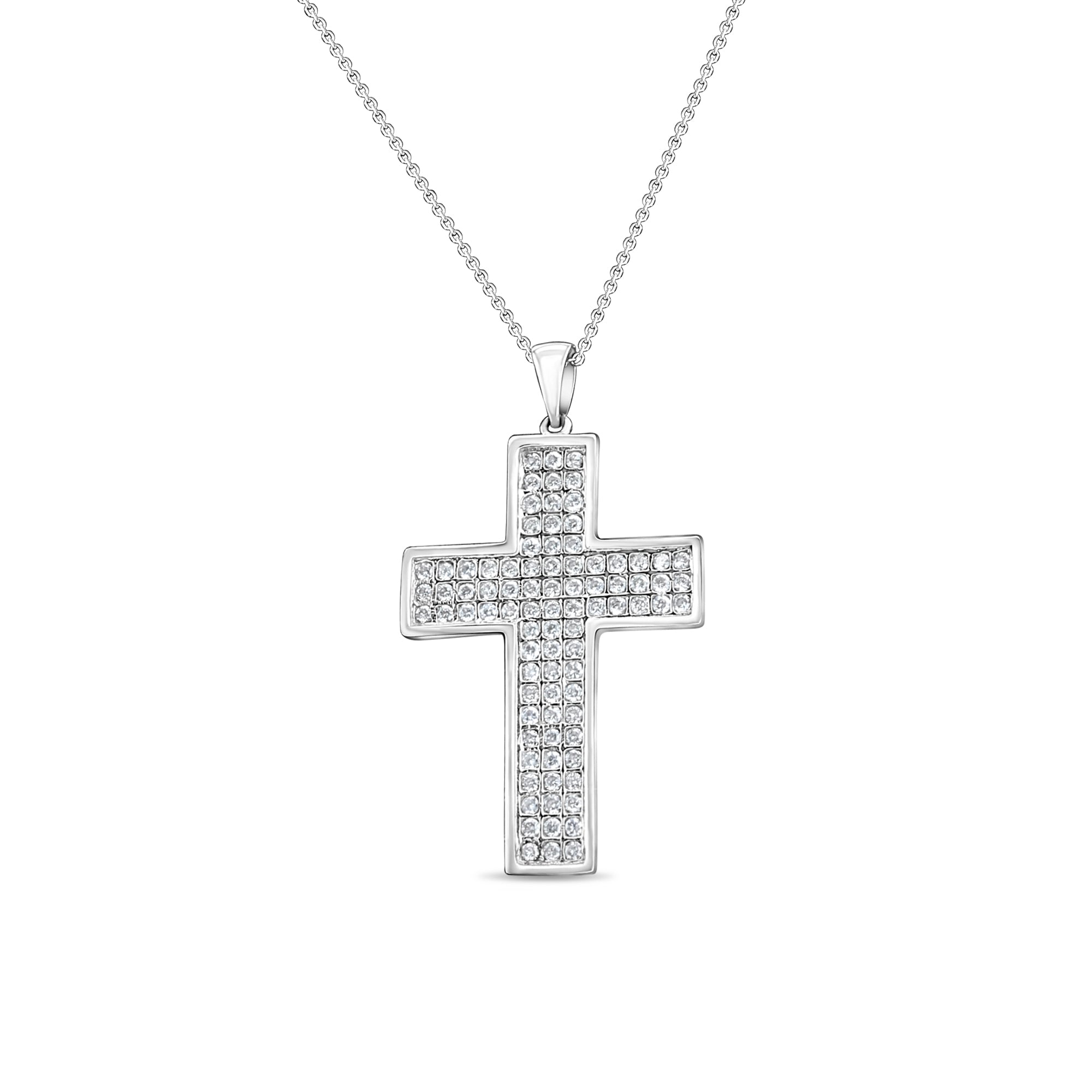1 Carat Diamond Cross Pendant Necklace in 14K White Gold - Perfect for Weddings, Anniversaries & Religious Gifts