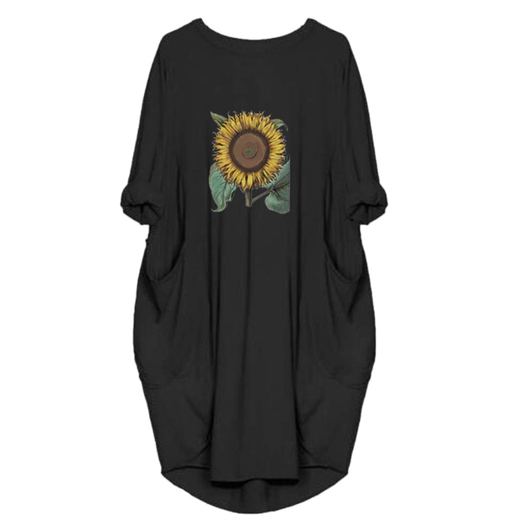 FORUU Women's Plus Size Casual Jumper Mini Dress - Oversized Baggy Long Sleeve Pocket Dress with O-Neck | Perfect for Everyday Wear, Office, Dating & Weekend Outfits