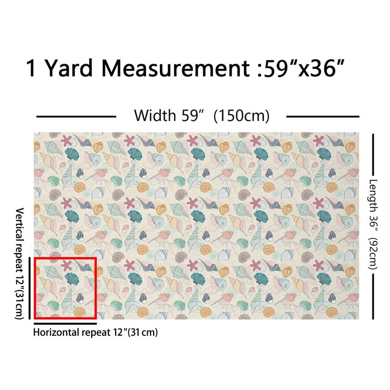 Feelyou Ocean Themed Upholstery Fabric by The Yard - Tropical Beach Coastal Nature Print Waterproof Material for DIY Home Decor, Chairs, Pillows & Crafts (3 Yards) | Perfect for Coastal Living Rooms, Beach House Decor & Seashell-Themed Projects