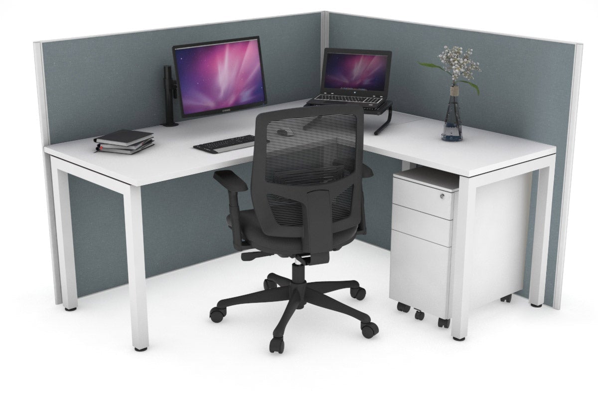Horizon Quadro Square Legs L-Shaped Corner Office Desk - 1400mm x 1700mm, Modern Home Office Furniture for Small Spaces, Perfect for Workstations, Gaming & Study Areas