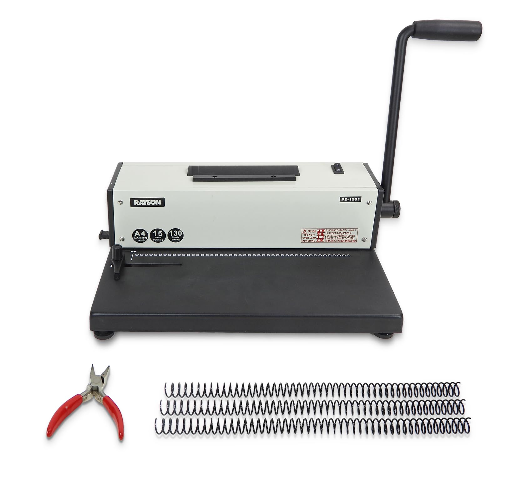 Rayson PD-1501 Electric Coil Binding Machine with Automatic Coil Inserter - Professional 4:1 Pitch Spiral Binder for Presentations, Documents & Reports (46 Round Holes) - Perfect for Office, School & Bookbinding Projects