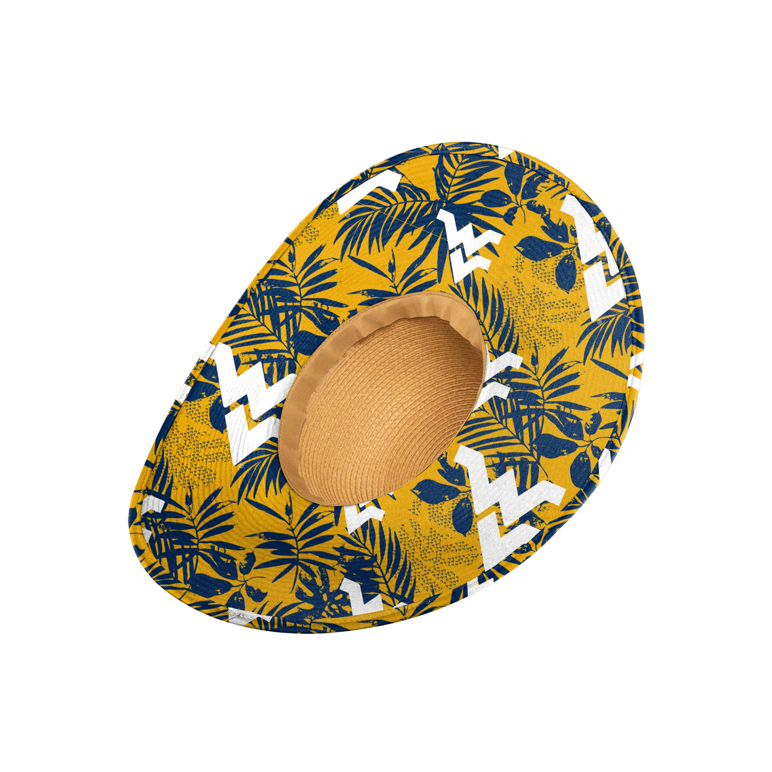 FOCO Women's NCAA Team Logo Floral Straw Sun Hat - Adjustable Wide Brim Beach Hat for Summer Outdoor Activities, Gardening, Picnics and Vacation