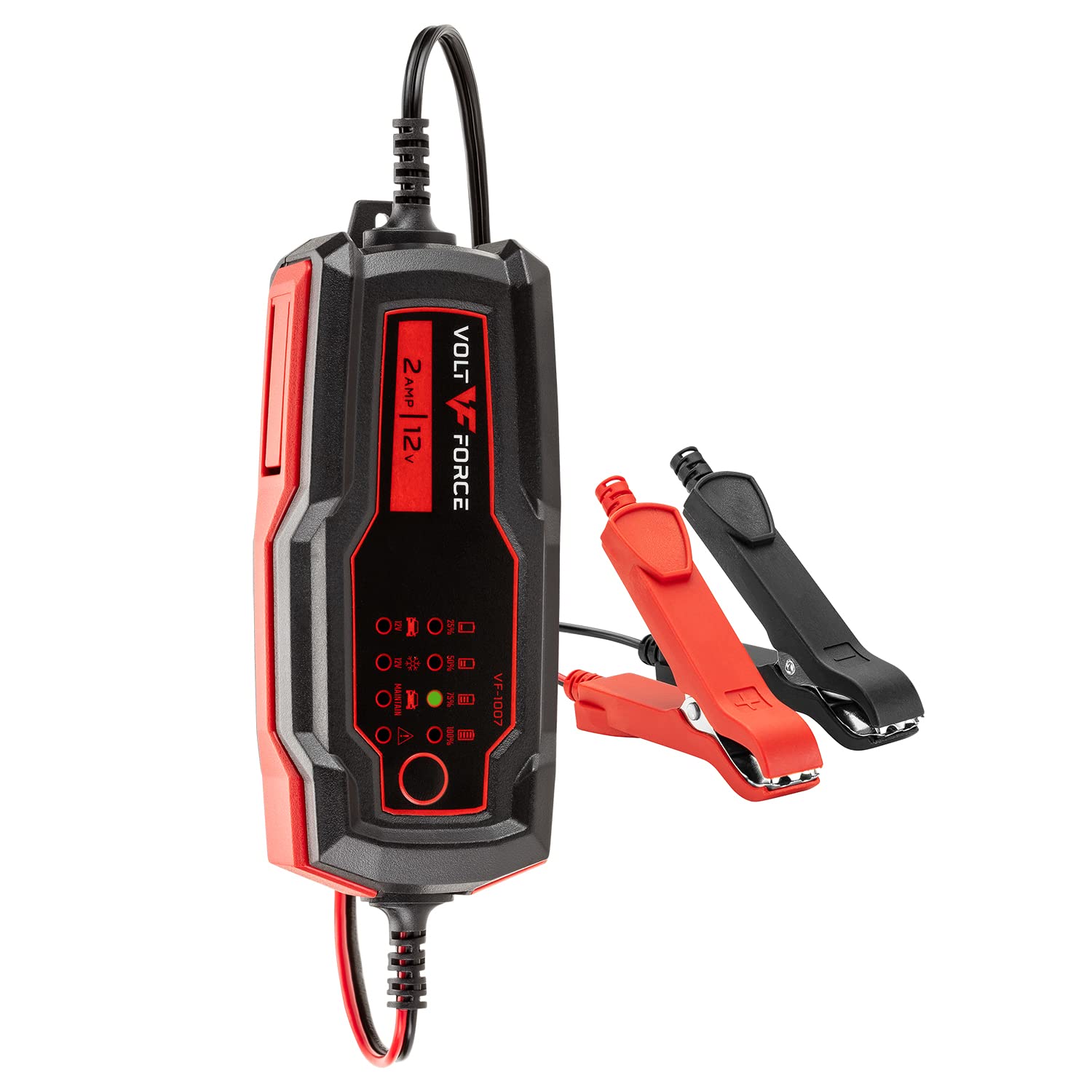 2A Smart Battery Charger & Maintainer - Fully Automatic 12V Automotive Charger for Cars, Motorcycles, ATVs, Boats, Lawn Mowers - Trickle Charger with Auto Shutoff - Perfect for Winter Storage & Long-Term Vehicle Maintenance (VF-1007)