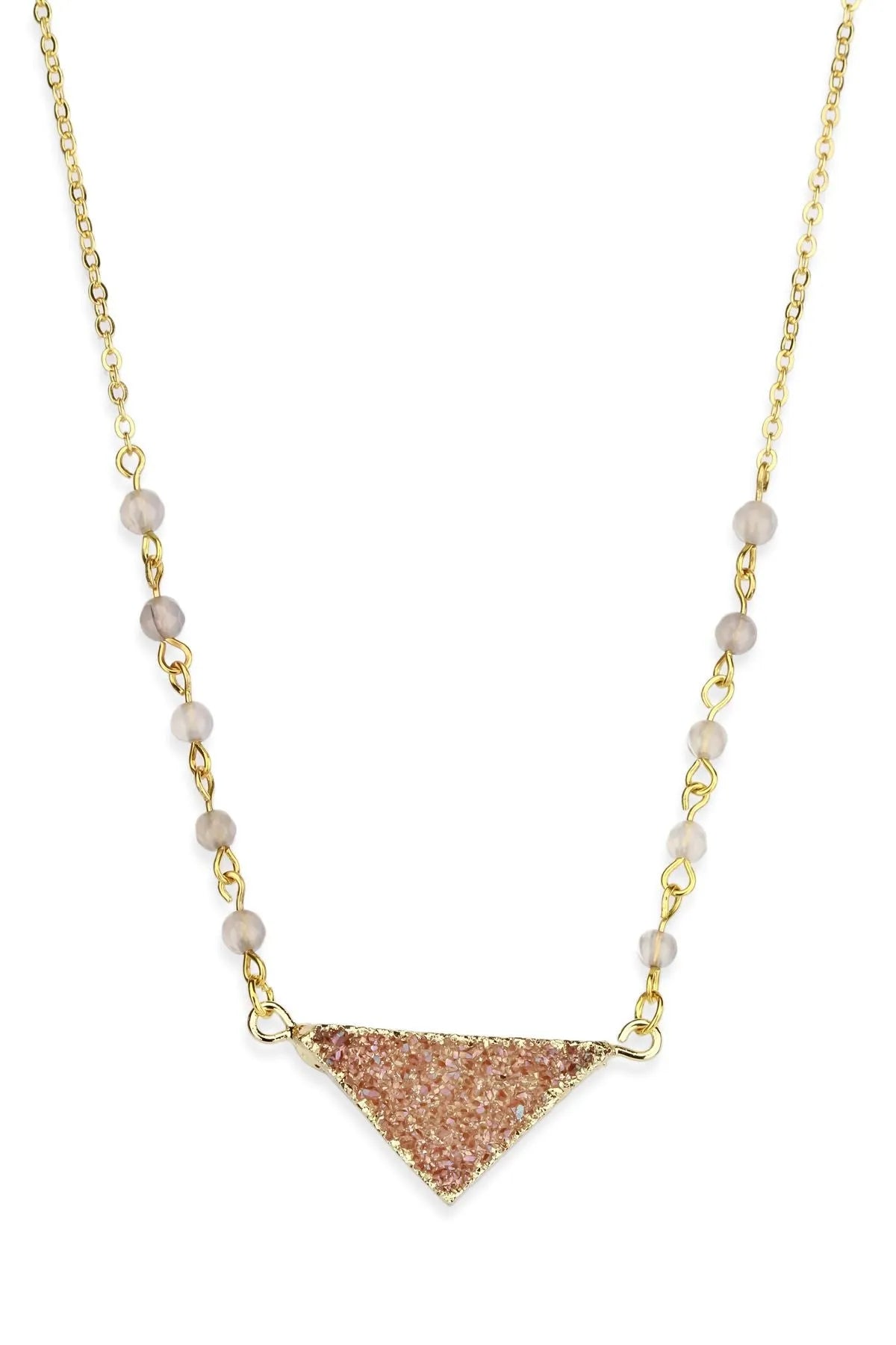 Druzy Triangle Pendant Necklace for Women - Elegant Boho Crystal Jewelry for Everyday Wear & Special Occasions