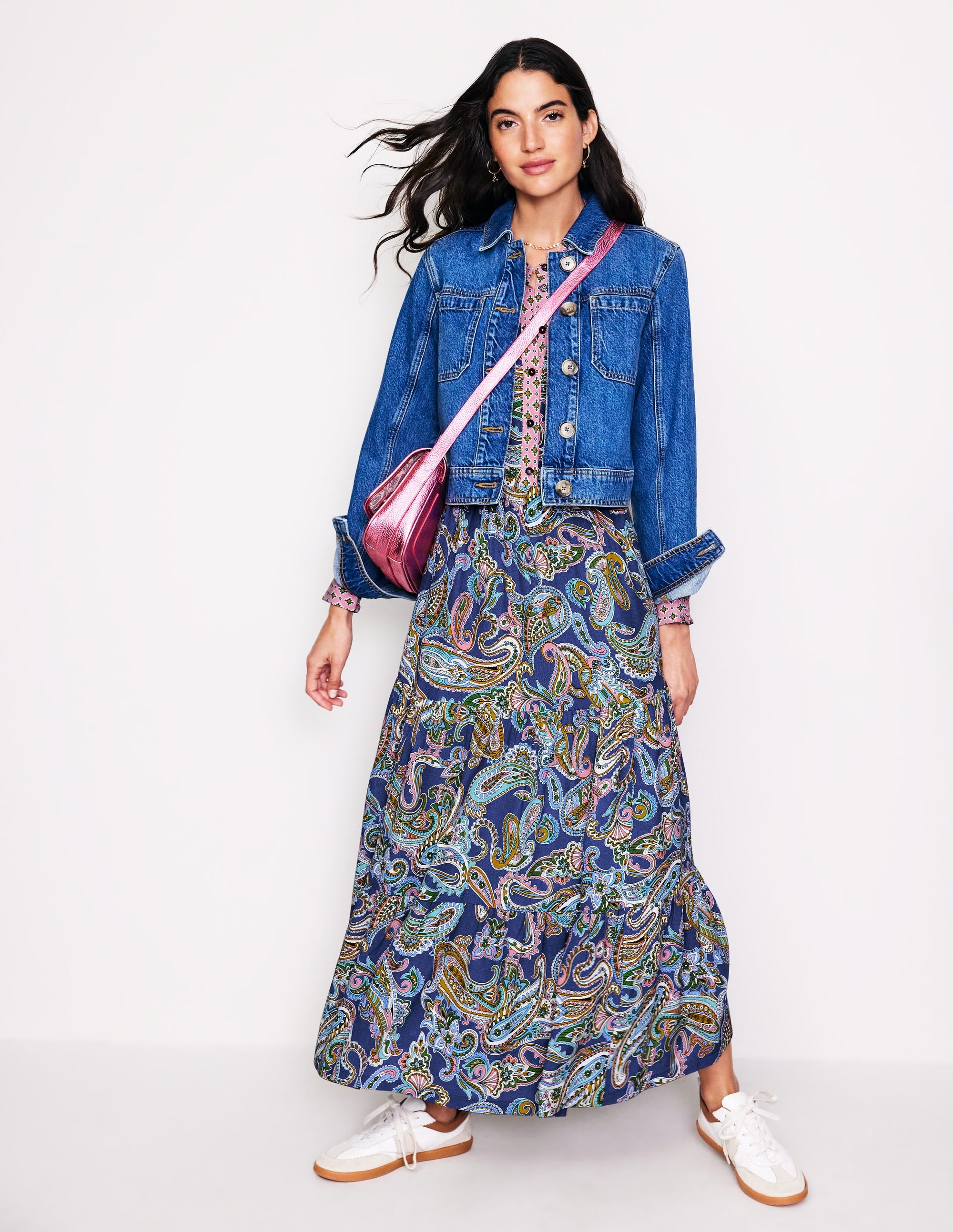 Alba Viscose Maxi Dress in Mazarine Blue with Opulent Paisley Print - Perfect for Beach Vacations, Summer Parties & Boho Fashion
