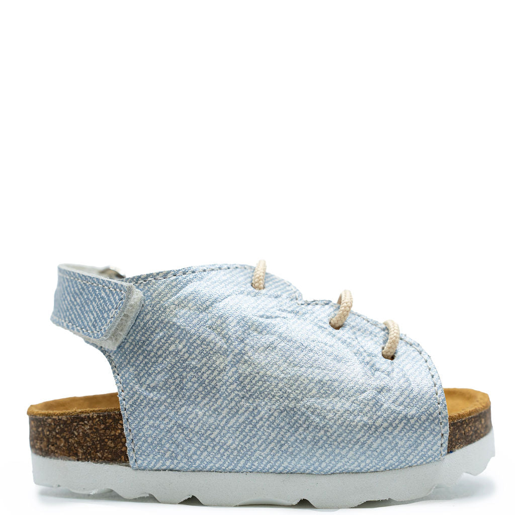 BluBlonc Blue Denim Lace Baby Sandals for Girls - Comfortable & Stylish Infant Shoes for Summer, Beach, and Special Occasions