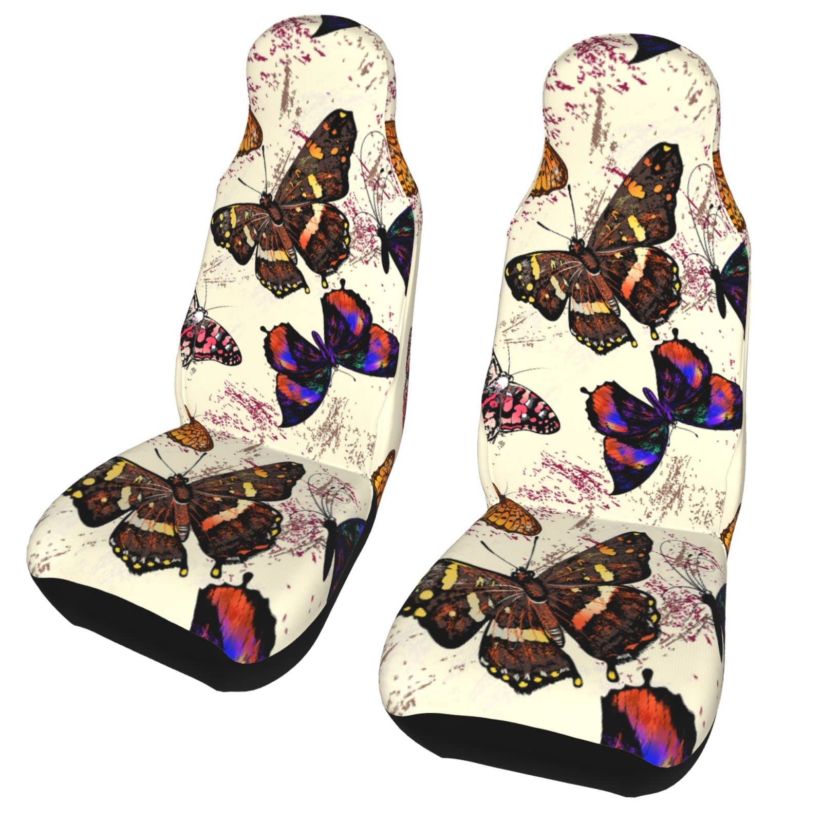 FUN DOGE 2-Piece Butterfly Car Seat Covers - Universal Front Seat Protectors for Cars, SUVs & Trucks | Waterproof & Anti-Slip Auto Accessories for Comfort & Style
