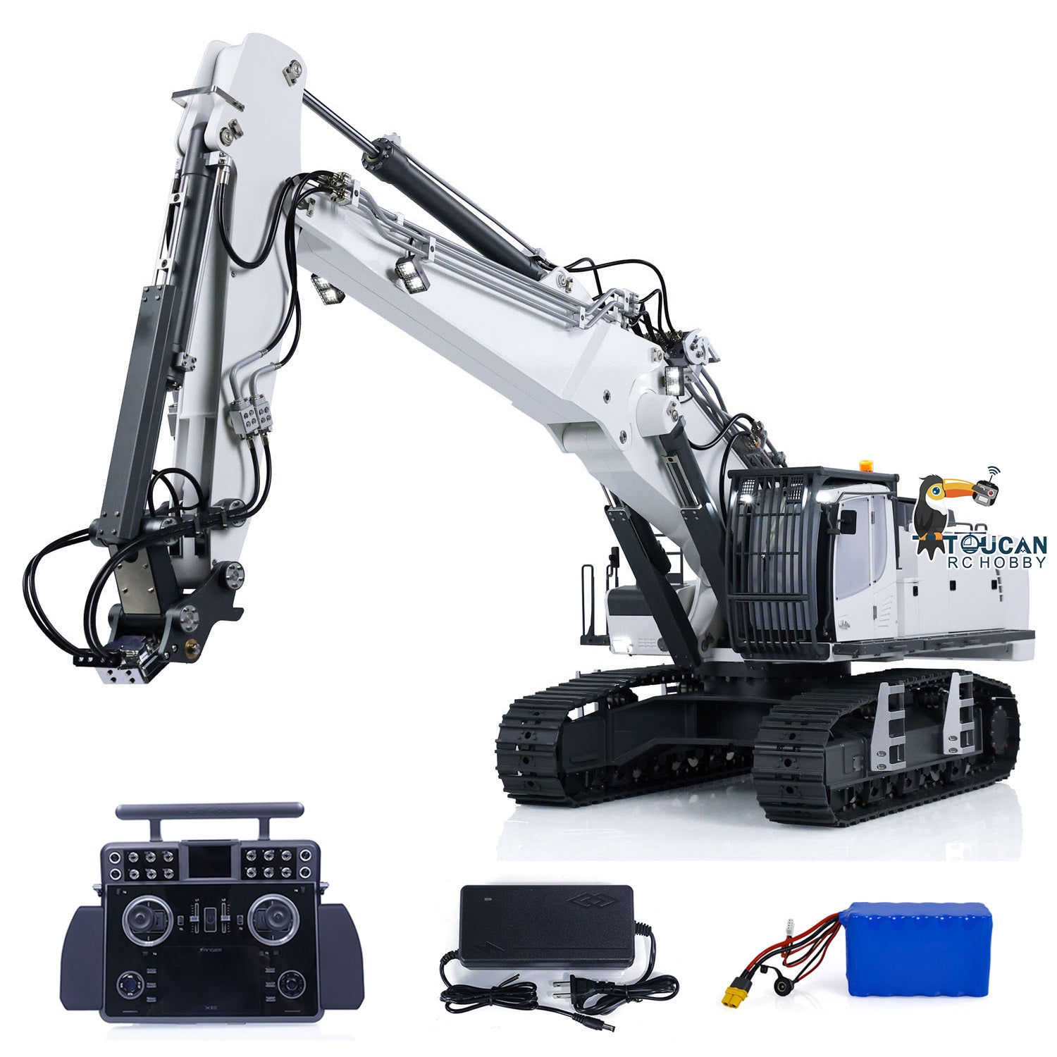 1/14 Scale K970 301S Hydraulic RC Excavator Toy - 3 Arms, RTR Radio Controlled Digger with Tamden XE Simulation, Painted Construction Vehicle for Kids & Adults - Perfect for Backyard Digging, Construction Play & RC Hobby Enthusiasts