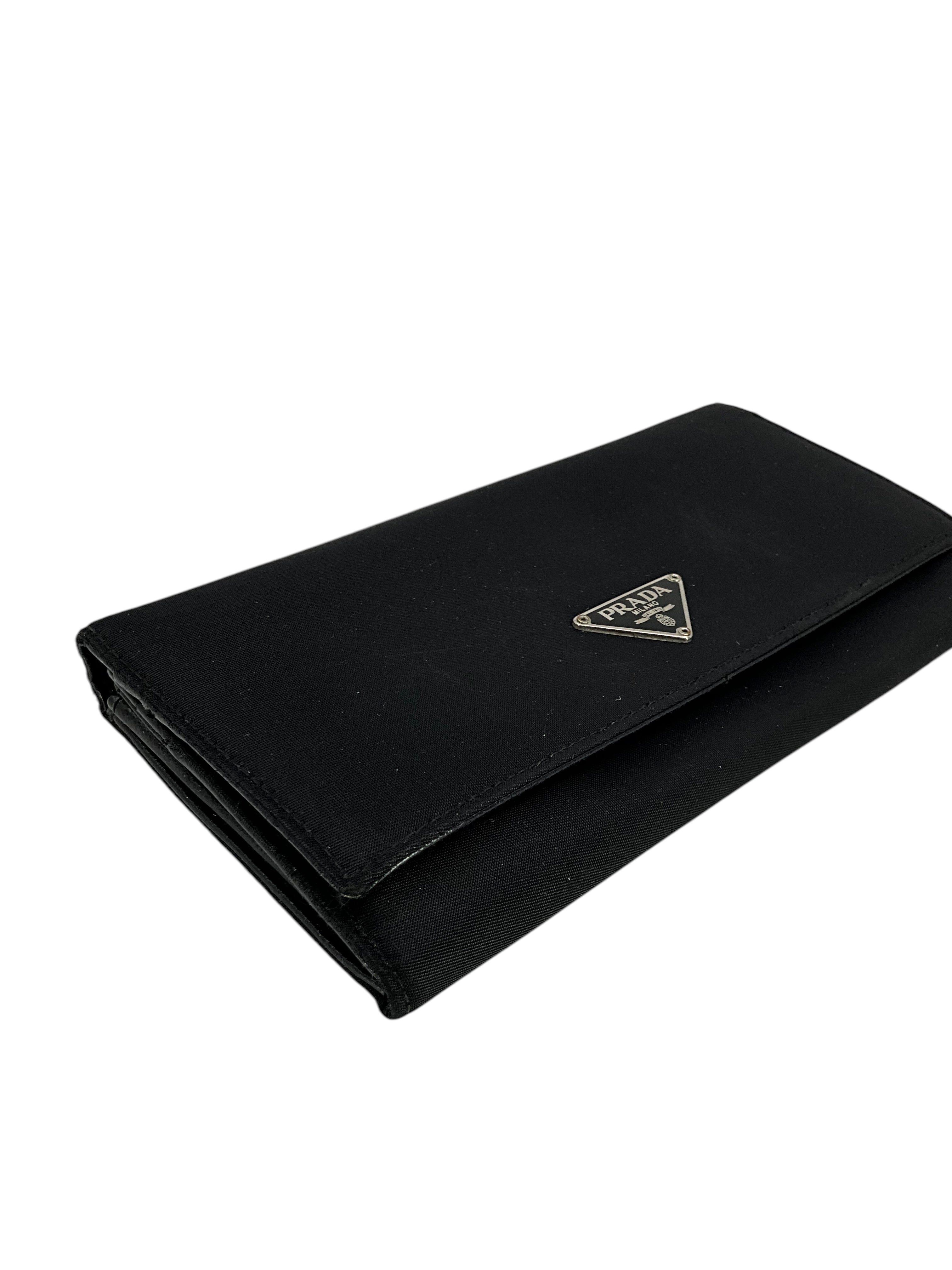 Prada Tessuto Nylon Logo Long Wallet for Women | Luxury Designer Bifold Wallet with Signature Logo | Perfect for Everyday Use, Travel & Gift Giving