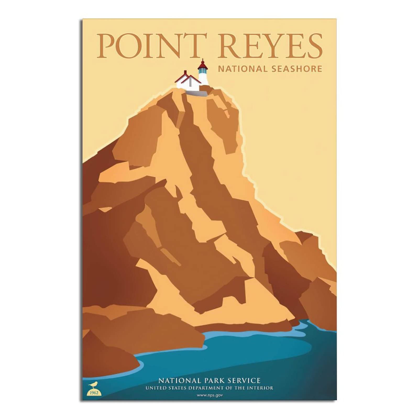Vintage Travel Poster - Point Reyes National Seashore Mountain River House Canvas Wall Art Print, 12x18 inch (30x45cm) Home Decor for Living Room, Bedroom & Office | Perfect for Coastal, Nature & Travel Theme Interiors