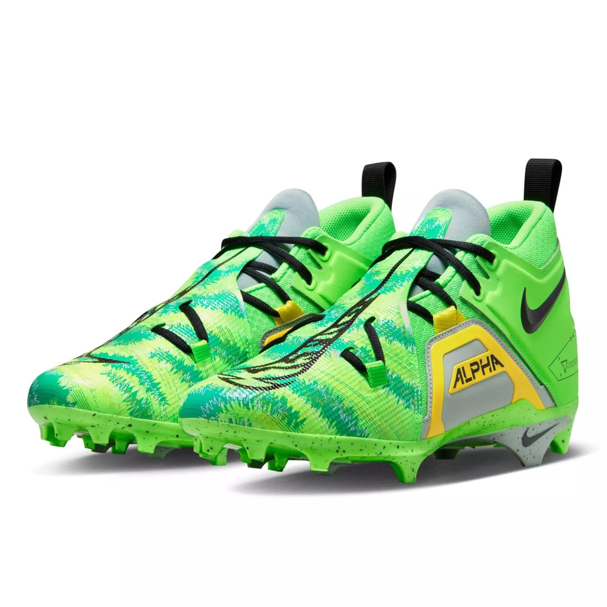 Nike Alpha Menace Pro 3 Football Cleats for Men - Green Strike/Mica Green/Opti Yellow/Black - Size 12 US - Lightweight & Durable for Field Performance, Training & Games