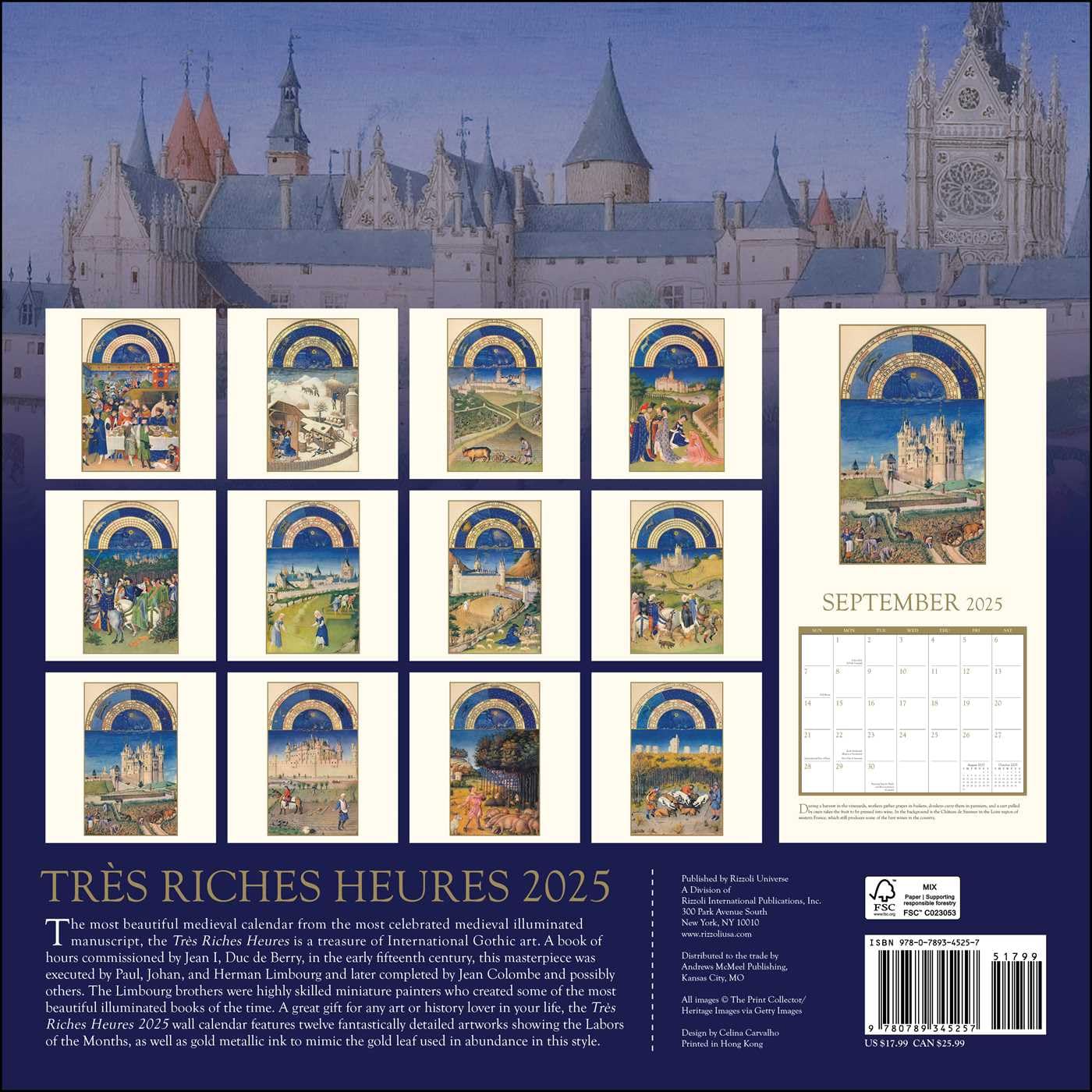 Tres Riches Heures 2025 Wall Calendar - Medieval Art Inspired Monthly Planner for Home & Office Decor | Perfect for Gifts, Art Lovers, and History Enthusiasts