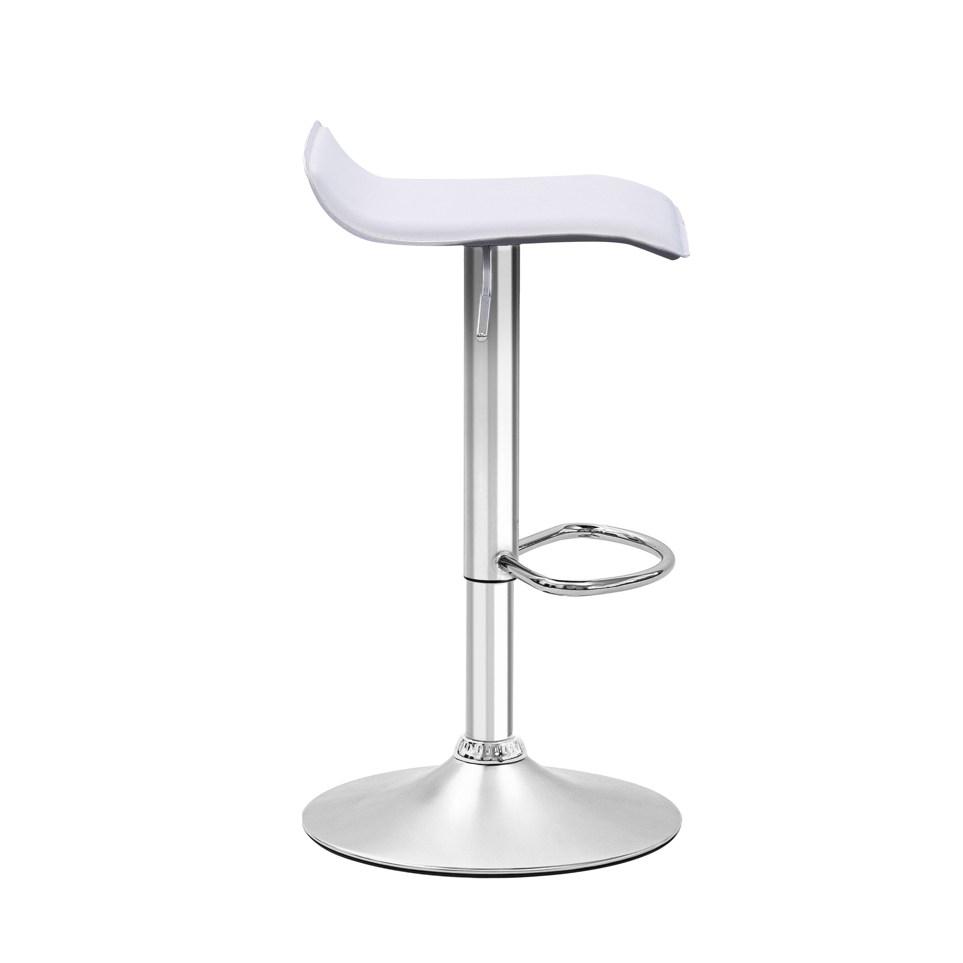 Urban Style Craig Bar Stools - Adjustable Height Gas Lift Barstools with Chrome Base & White PU Seat (Set of 2) - Perfect for Kitchen Island, Home Bar & Dining Counter
