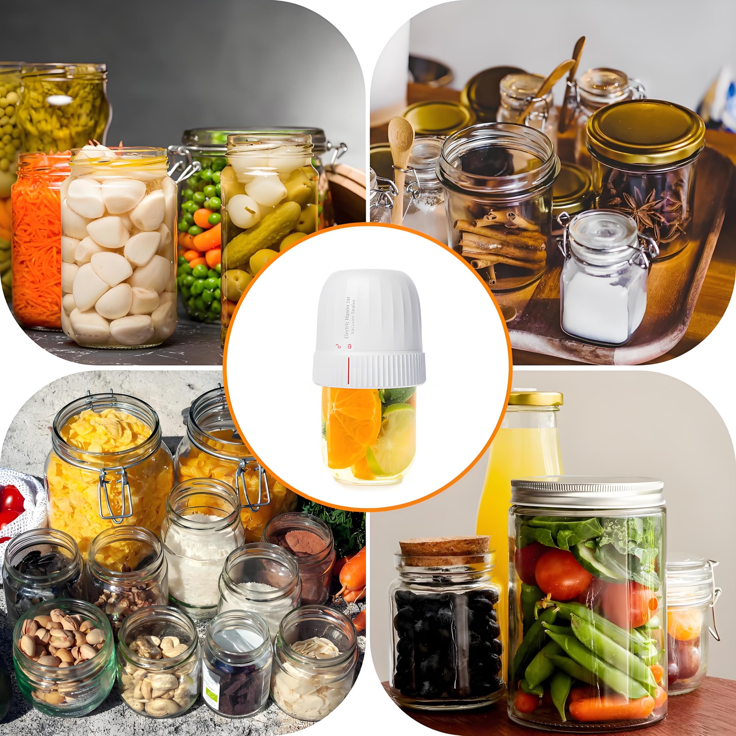Upgraded 3-in-1 Electric Mason Jar Vacuum Sealer Kit - Wide Mouth & Regular Jar Sealer with Super Suction for Food Preservation | Perfect for Canning, Meal Prep & Long-Term Food Storage (White)