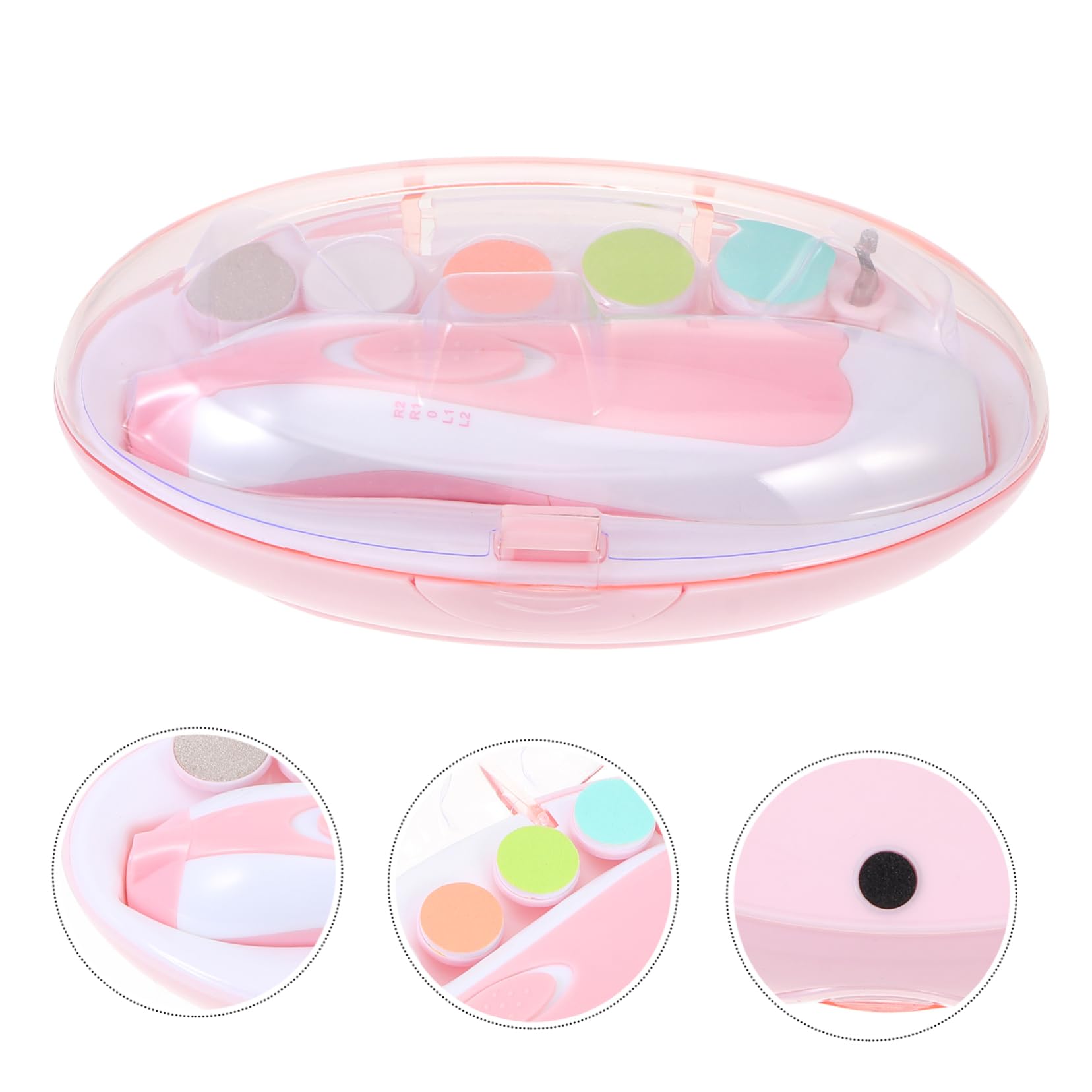 HEMOTON 6-Piece Baby Nail Care Kit - Electric Nail Grinder, Nail File, Nail Polisher & Cutter - Safe for Newborns & Toddlers (Pink ABS) - Gentle Nail Trimming for Sensitive Skin & Perfect for Travel Baby Grooming